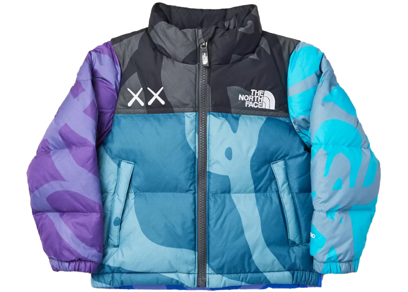 KAWS x The North Face Toddler 96 Nuptse Jacket KW Monterey Blue Print