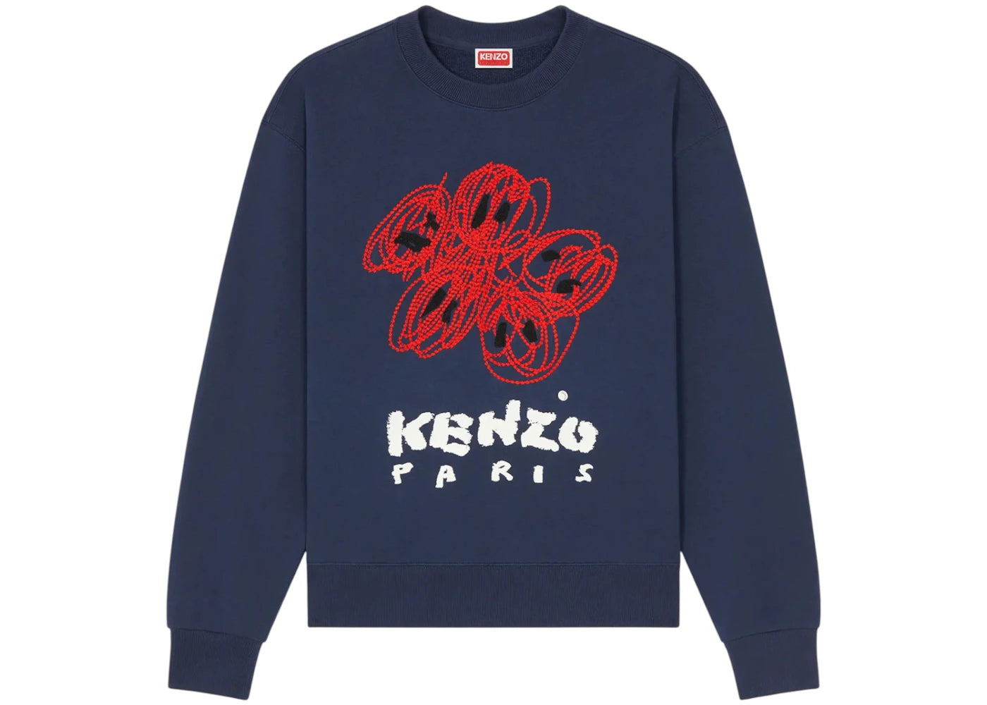 KENZO Drawn Varsity Embroidered Boke Flower Sweatshirt Navy