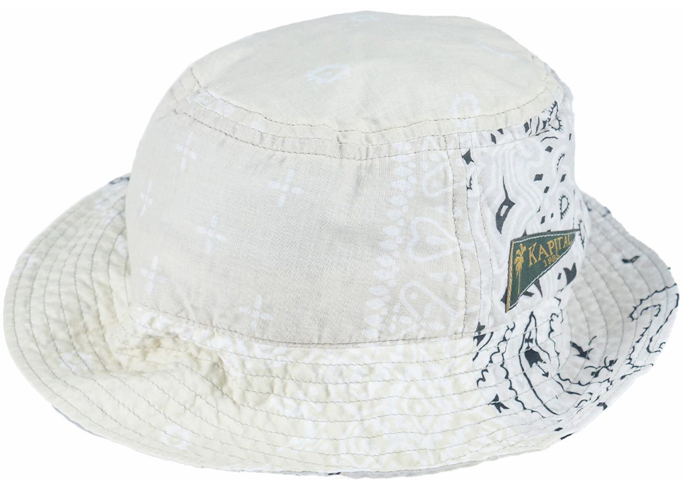 Kapital Bandana Patchwork Bucket Hat White