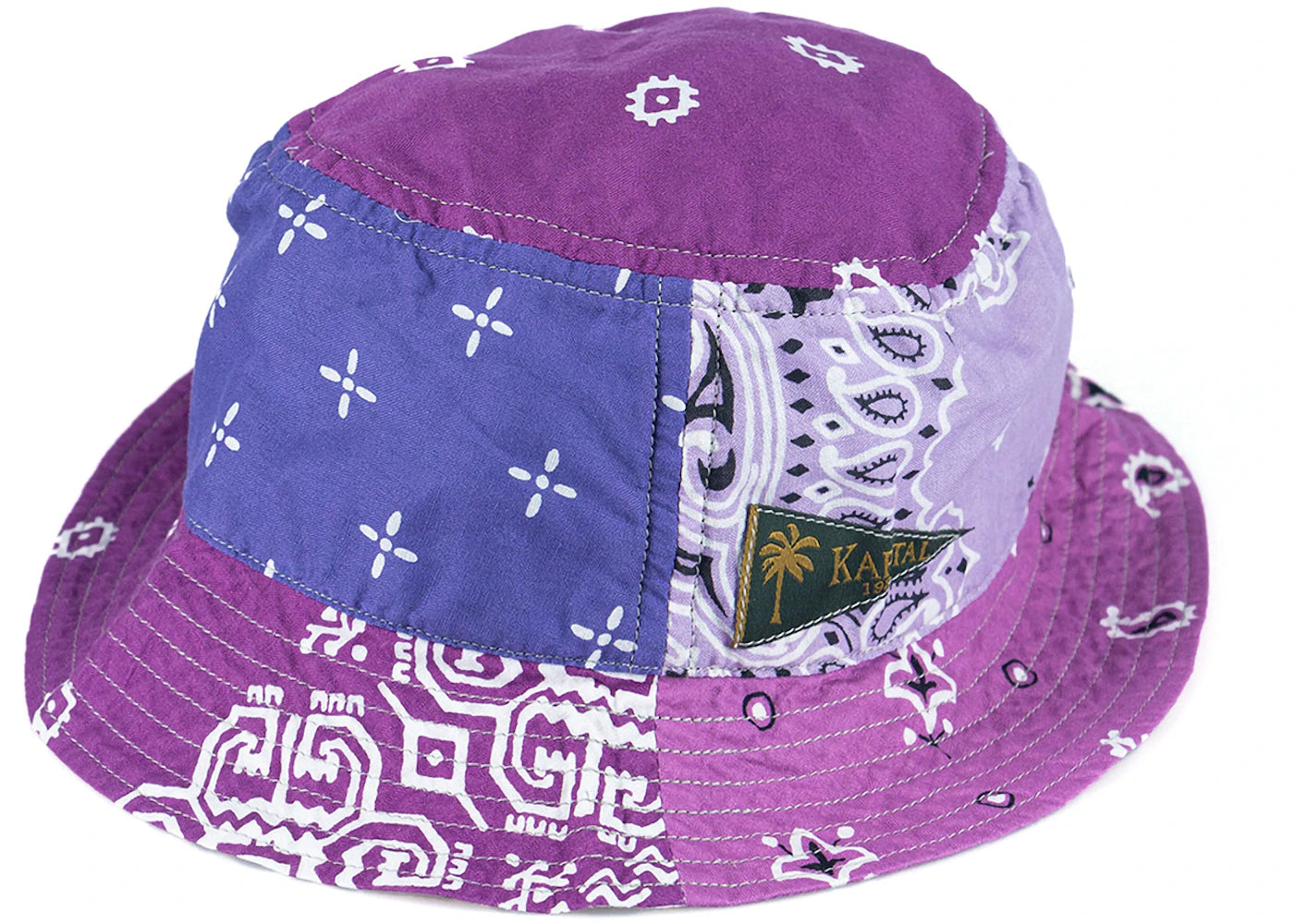 Kapital Bandana Patchwork Short Brim Bucket Hat Light Purple