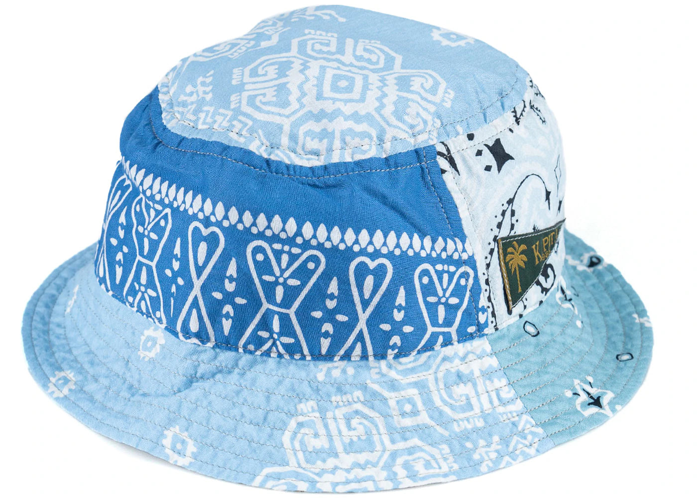 Kapital Bandana Patchwork Short Brim Bucket Hat Sax