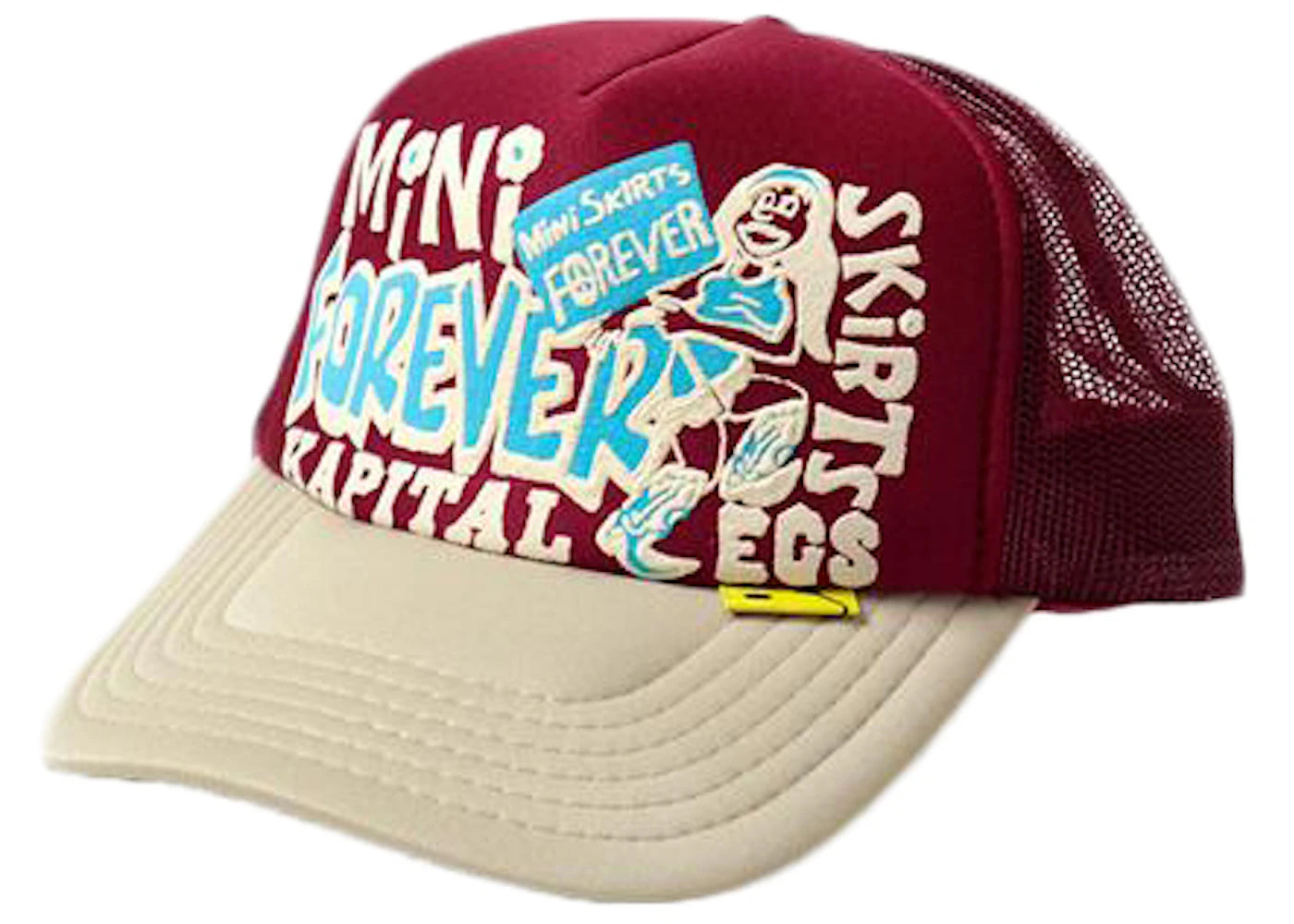 Kapital Legs Mini Skirts Forever Trucker Hat Burgundy/Beige