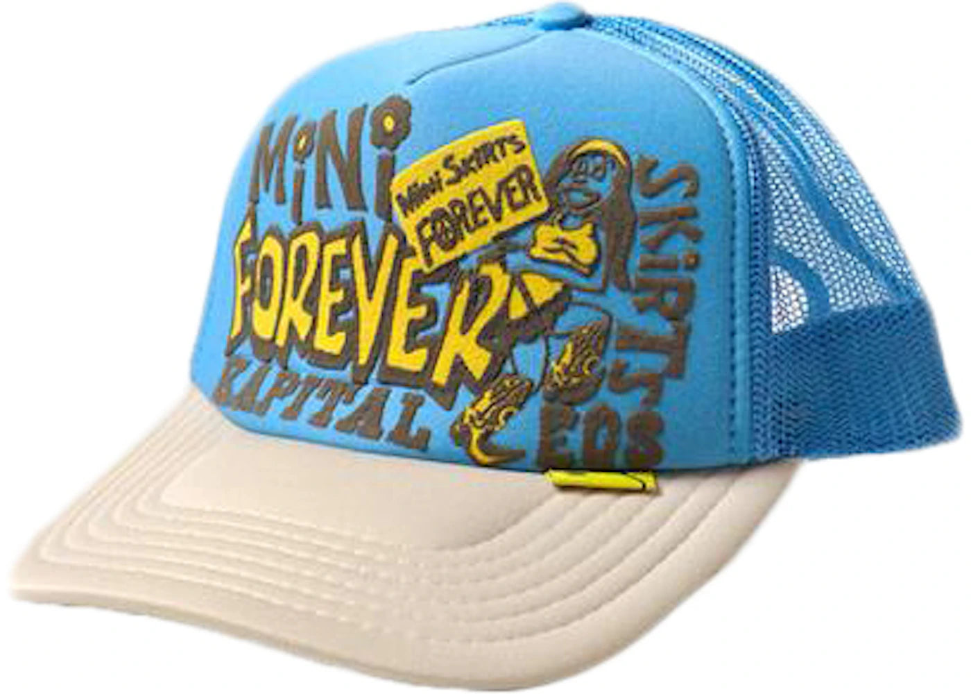 Kapital Legs Mini Skirts Forever Trucker Hat Sax/Ecru