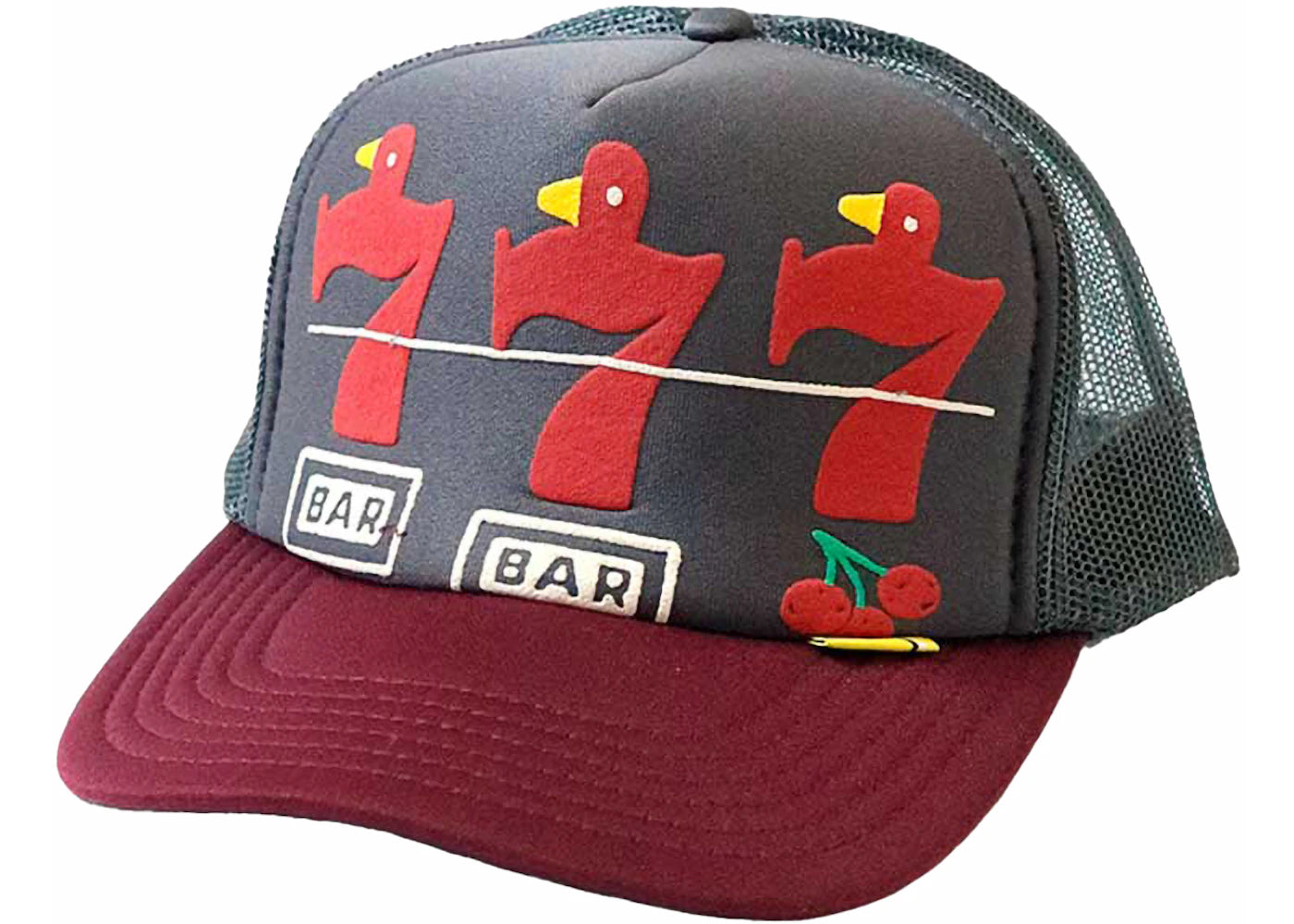 Kapital Lucky Battery Bird Trucker Cap Charcoal/Red