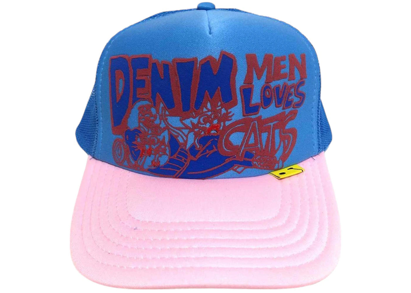 Kapital Men Love Cats Denim Trucker Hat Baby Blue/Pink