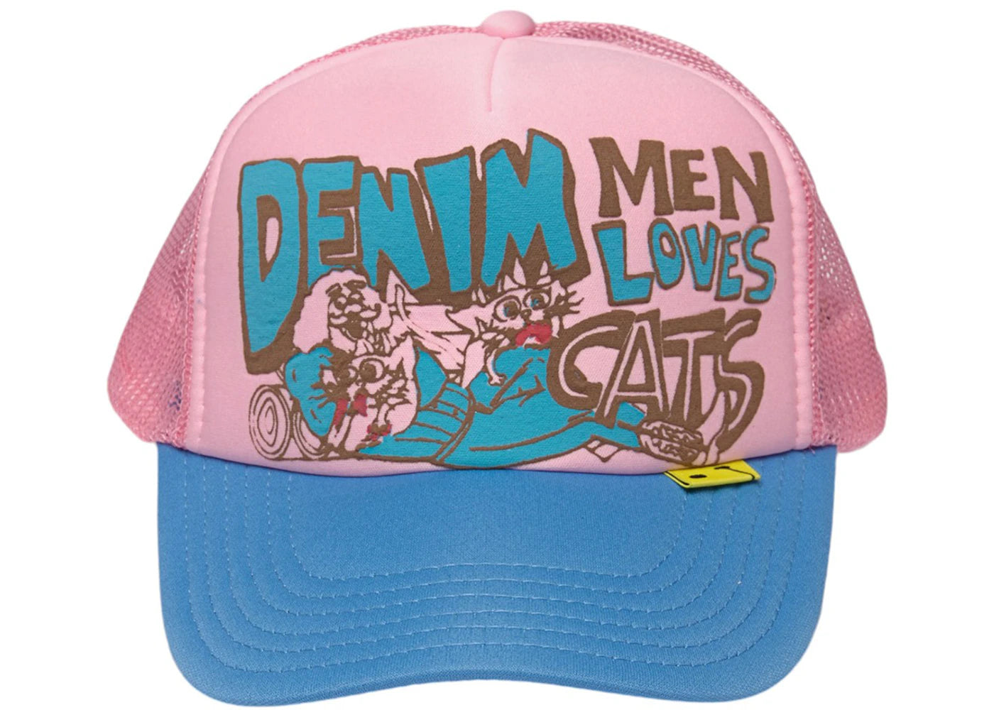 Kapital Men Love Cats Denim Trucker Hat Pink/Blue