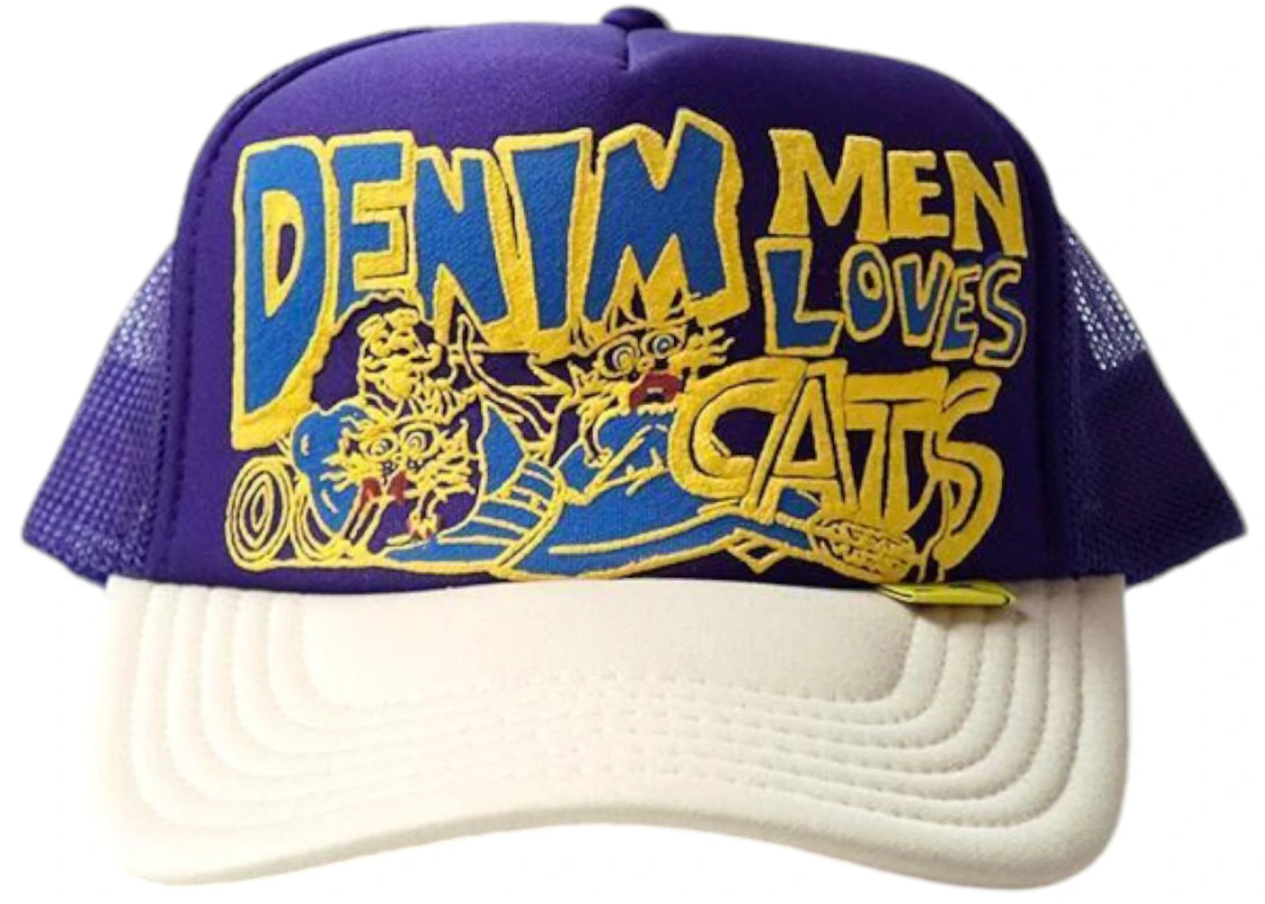 Kapital Men Love Cats Denim Trucker Hat Purple/Yellow