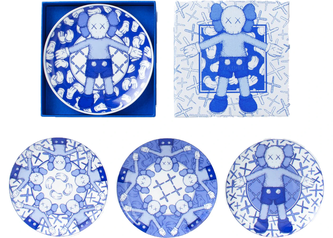 KAWS Holiday Taipei Ceramic Plate (Set of 4) Blue/White