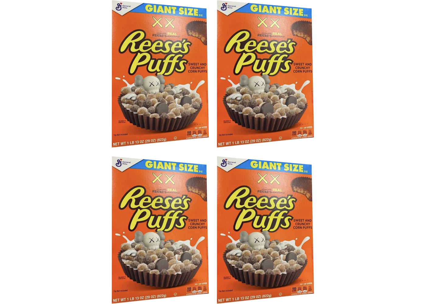 KAWS x Reese's Puffs Cereal Giant Size 4x Lot (Not Fit For Human Consumption)