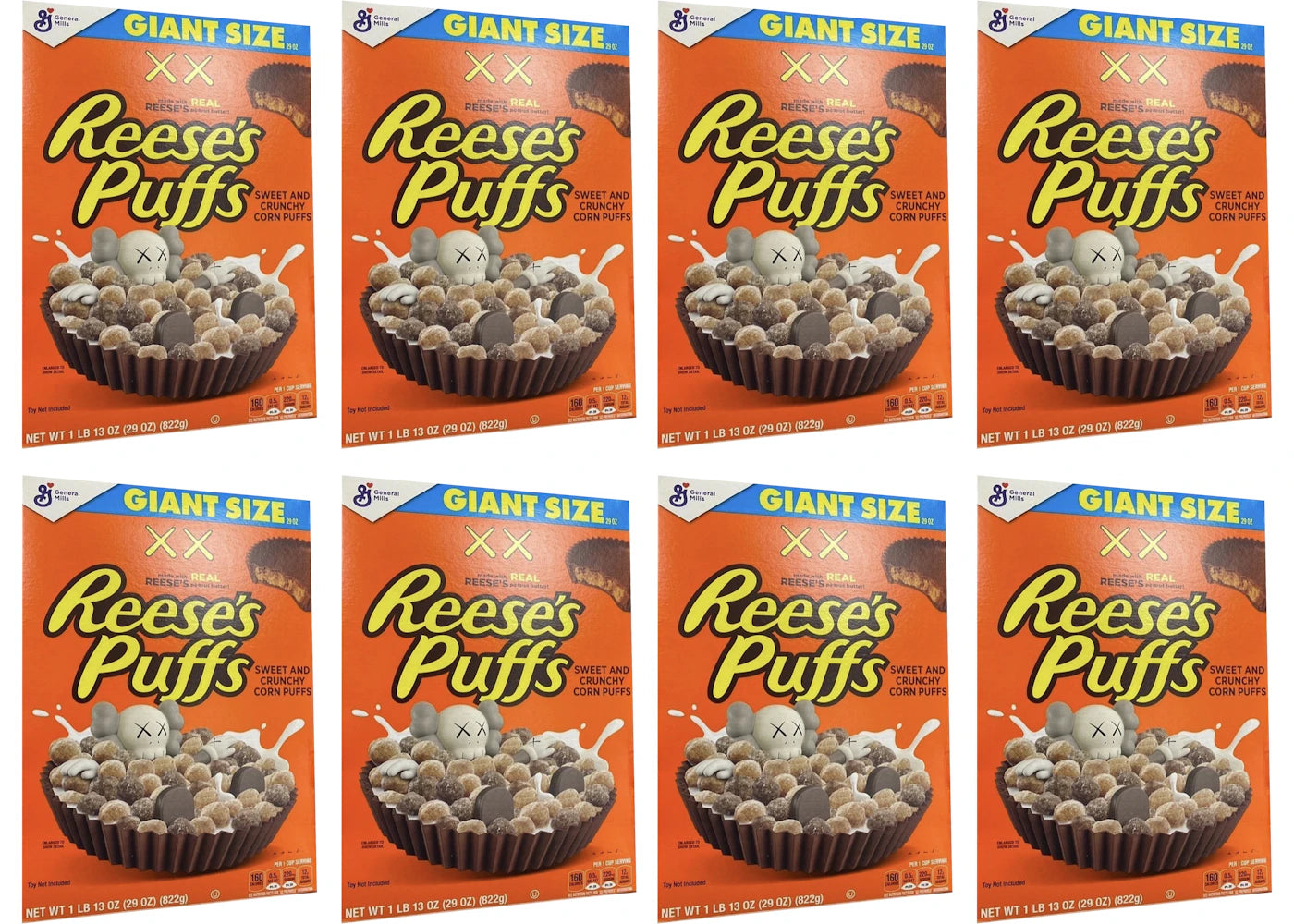 KAWS x Reese's Puffs Cereal Giant Size 8x Lot (Not Fit For Human Consumption)