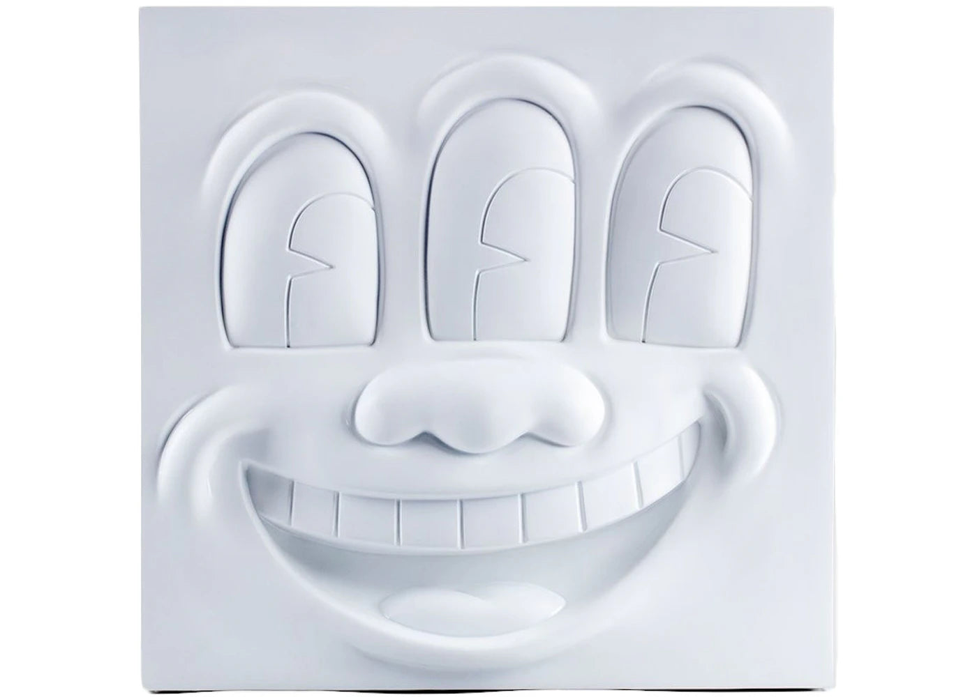 Keith Haring x Medicom Three Eyed Smiling Face Statue Figure White