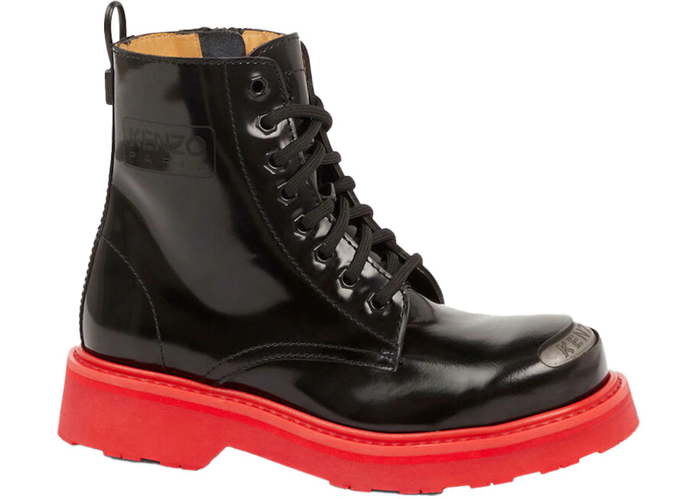 Kenzosmile Lace Up Boots Black Spazzolato Leather Red Sole