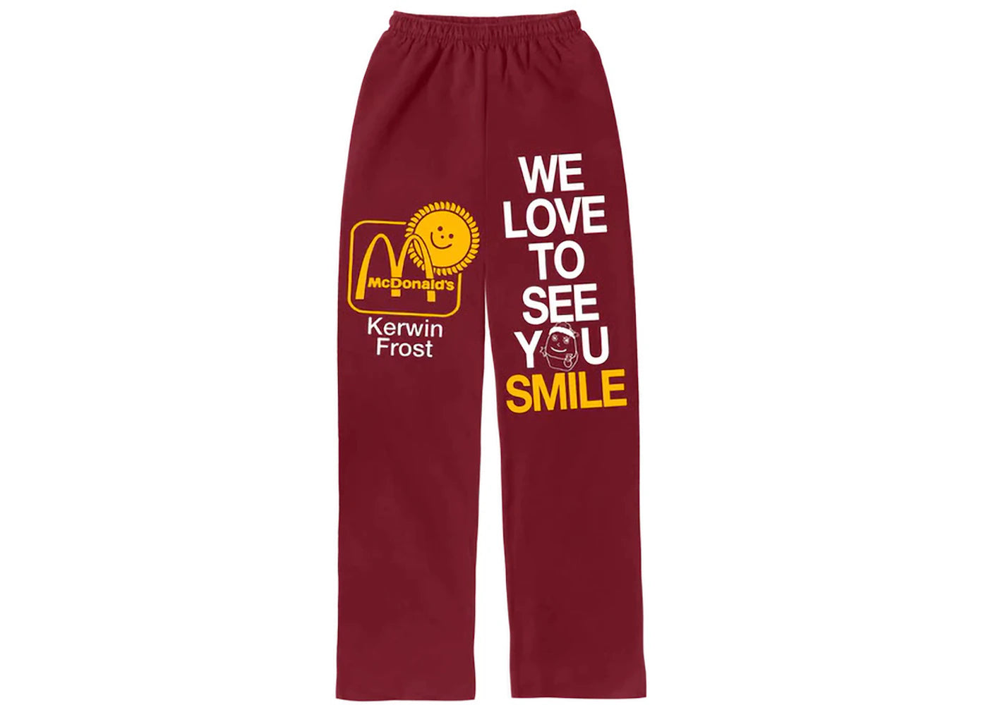 Kerwin Frost x McDonald's We Love To See You Smile Wide Leg Sweatpants Dark Red