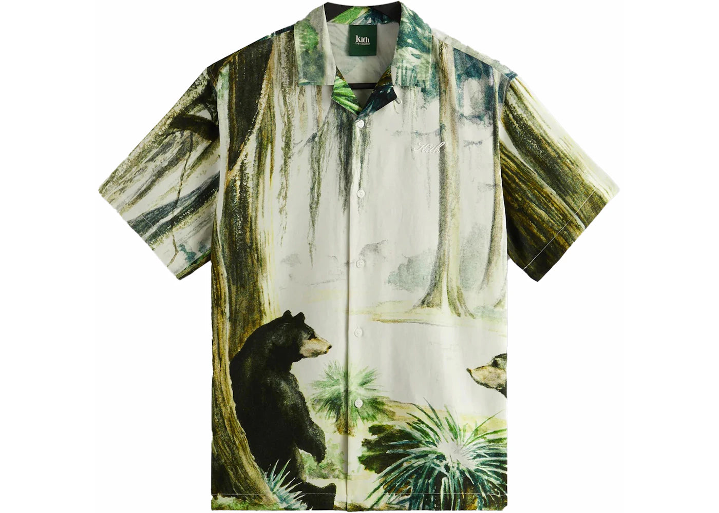 Kith AMNH Black Bear Camp Collar Shirt White