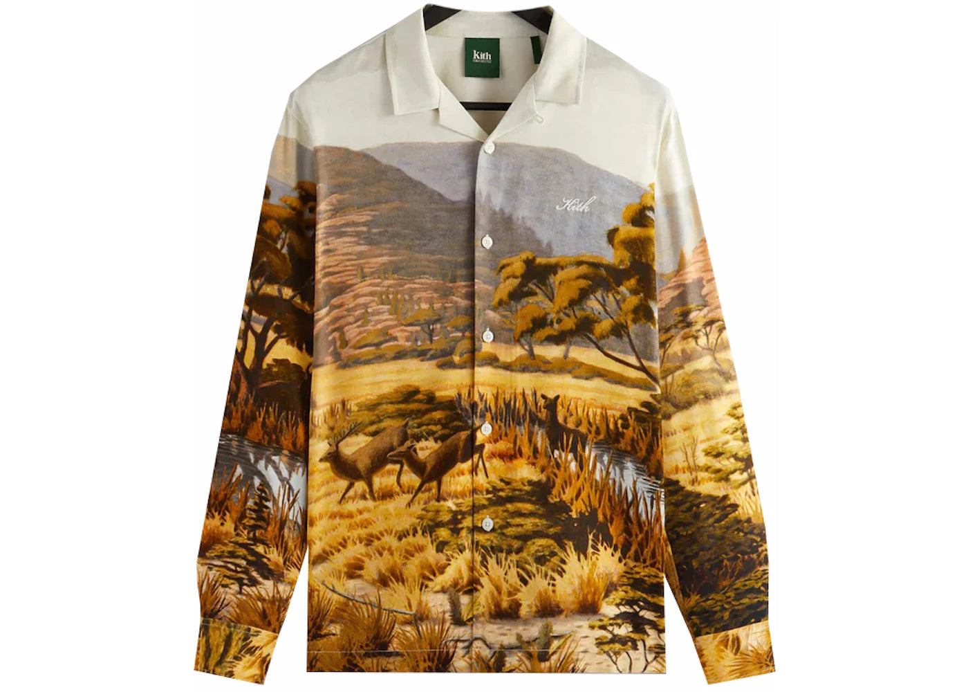 Kith AMNH Landscape Long Sleeve Camp Collar Shirt White