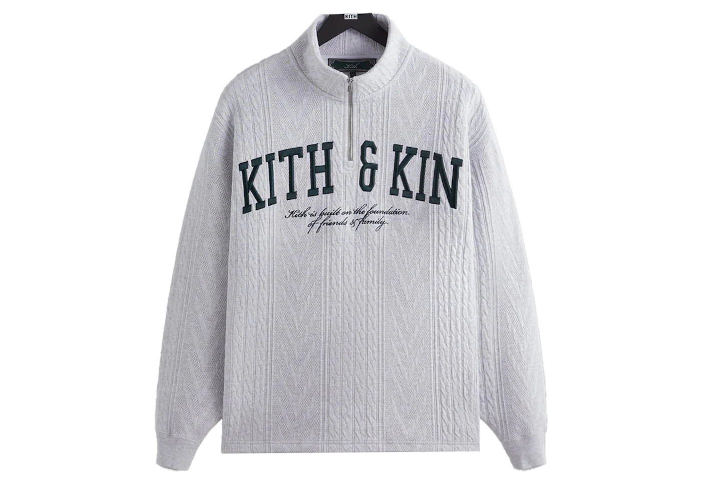 Kith Cable Fleece Quarter Zip Light Heather Grey