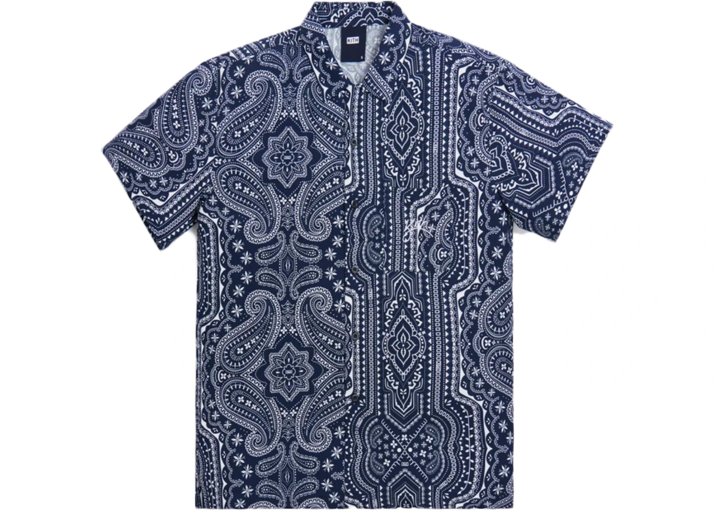 Kith Camp Collar Silk Cotton Shirt Navy/Multi