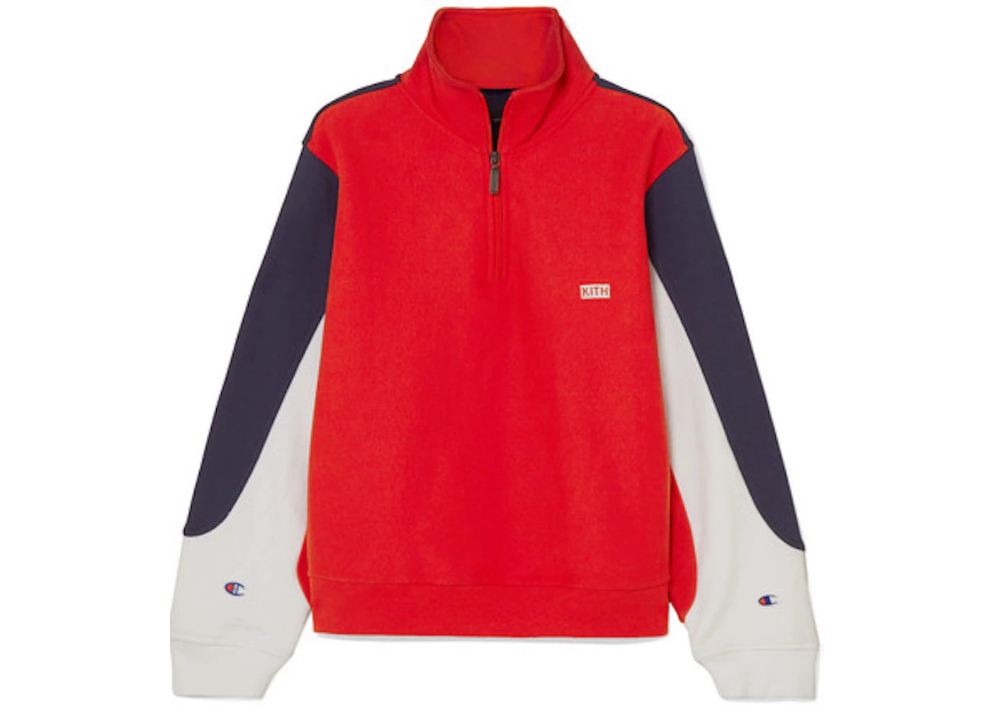 Kith Champion Inika Quarter Zip Oversized Pullover Red/White/Navy