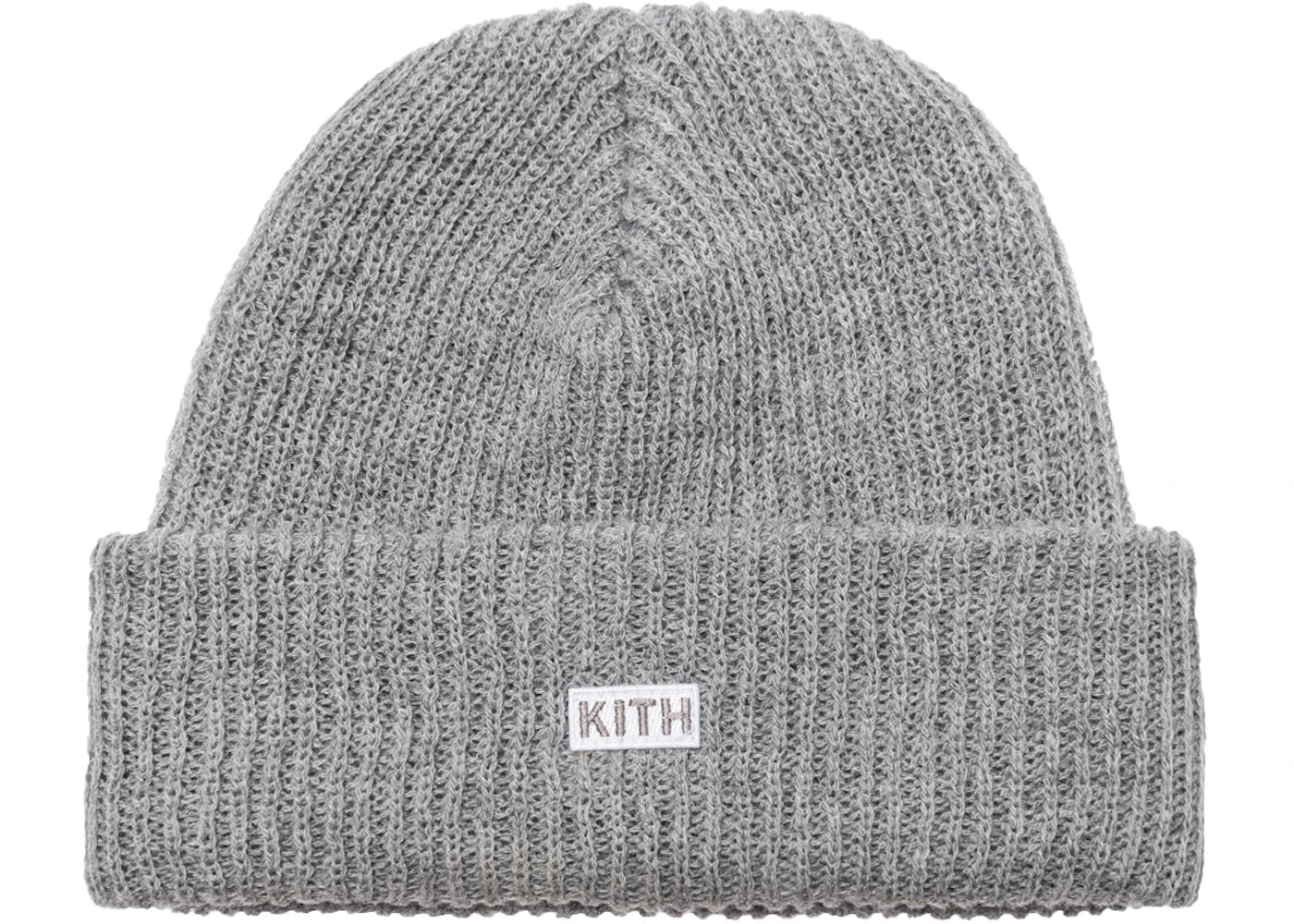 Kith Classic Logo Knit Beanie Light Heather Grey