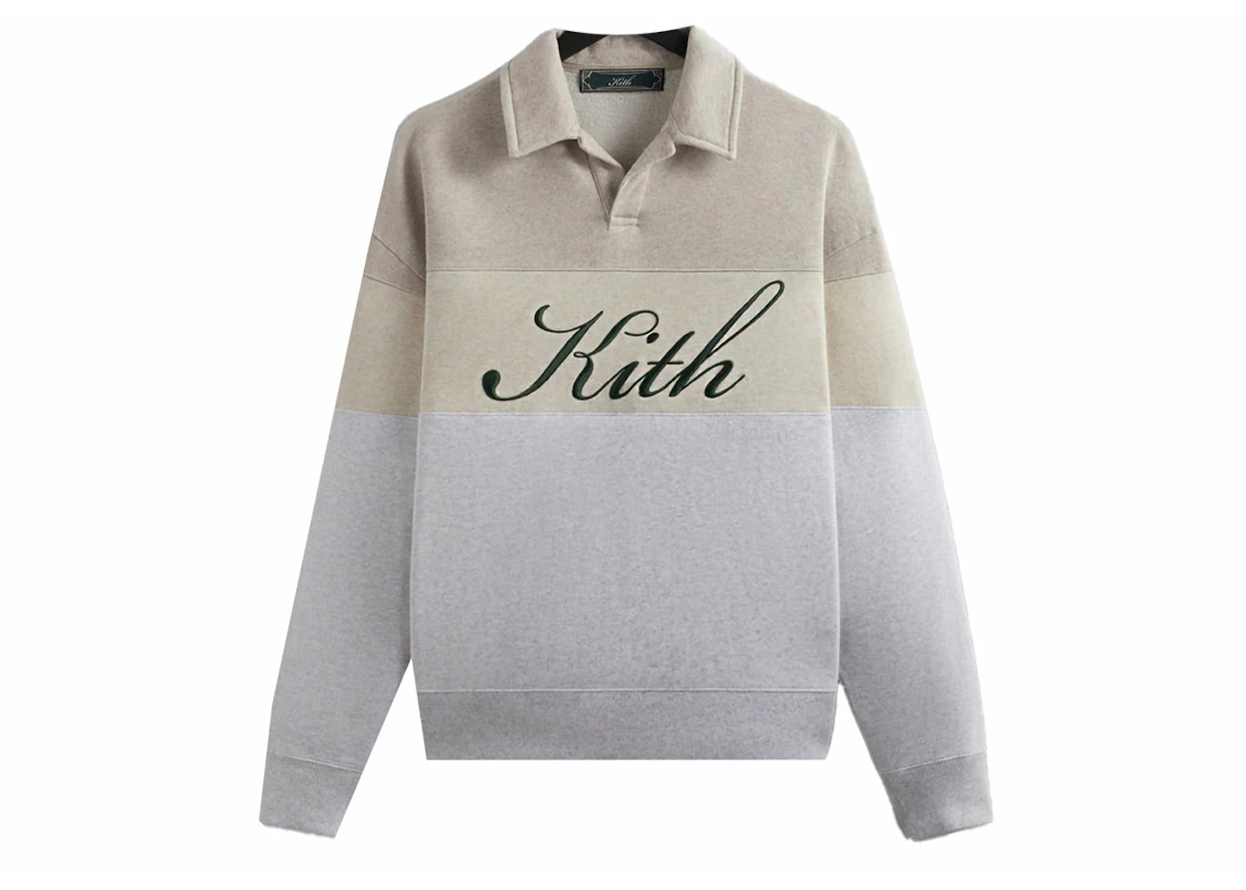 Kith Color-Blocked Nelson Collared Pullover Light Heather Grey