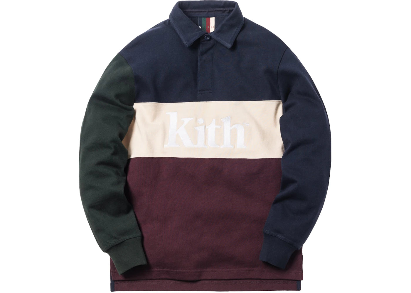 Kith Color Blocked Rugby Navy/Burgundy/Green