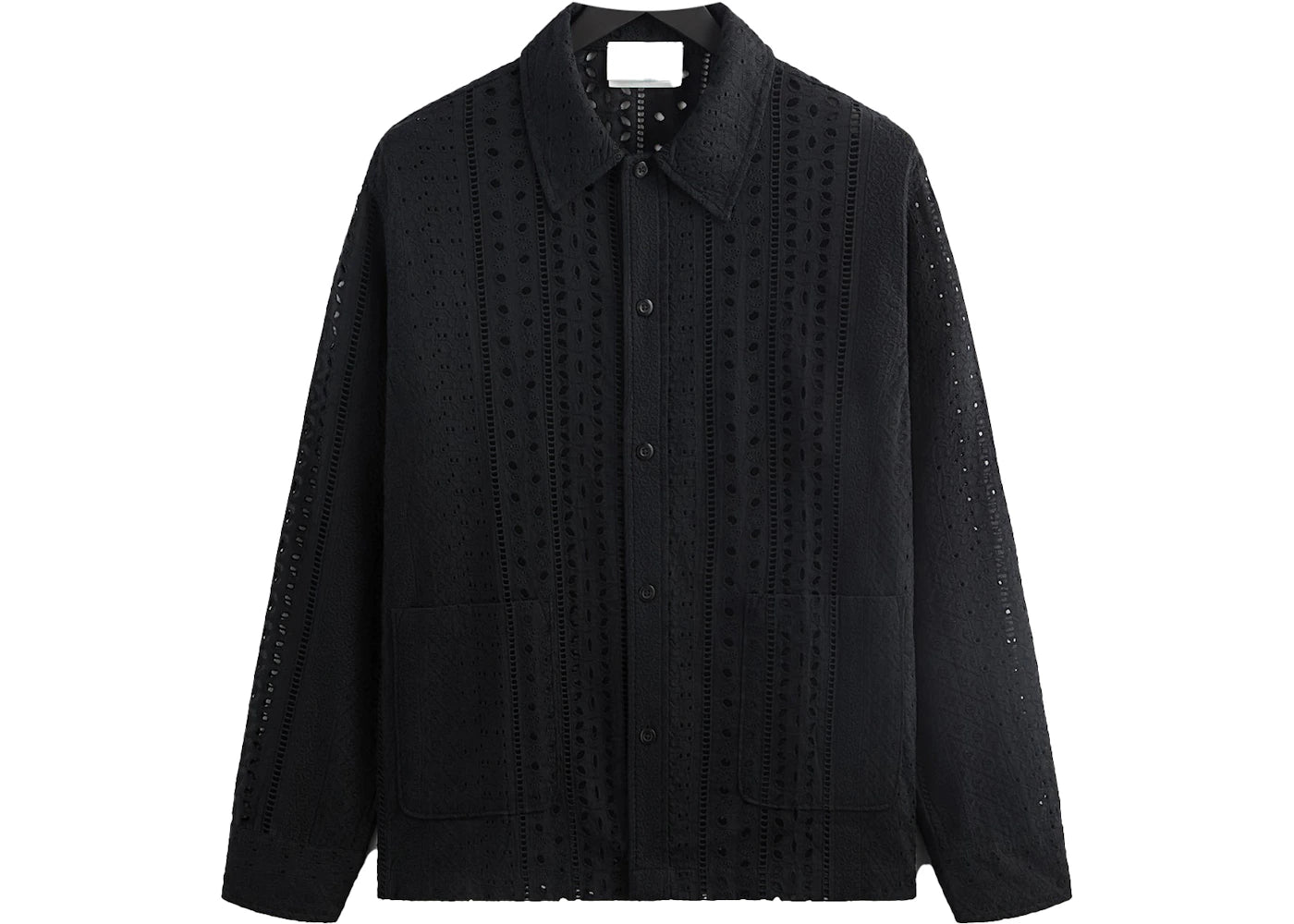 Kith Cotton Eyelet Boxy Collared Overshirt Black