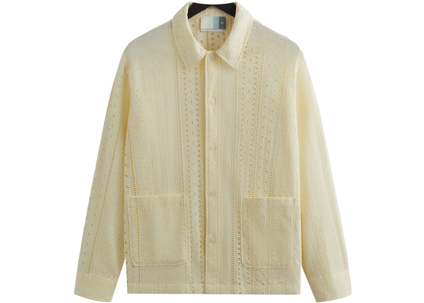 Kith Cotton Eyelet Boxy Collared Overshirt Sandrift