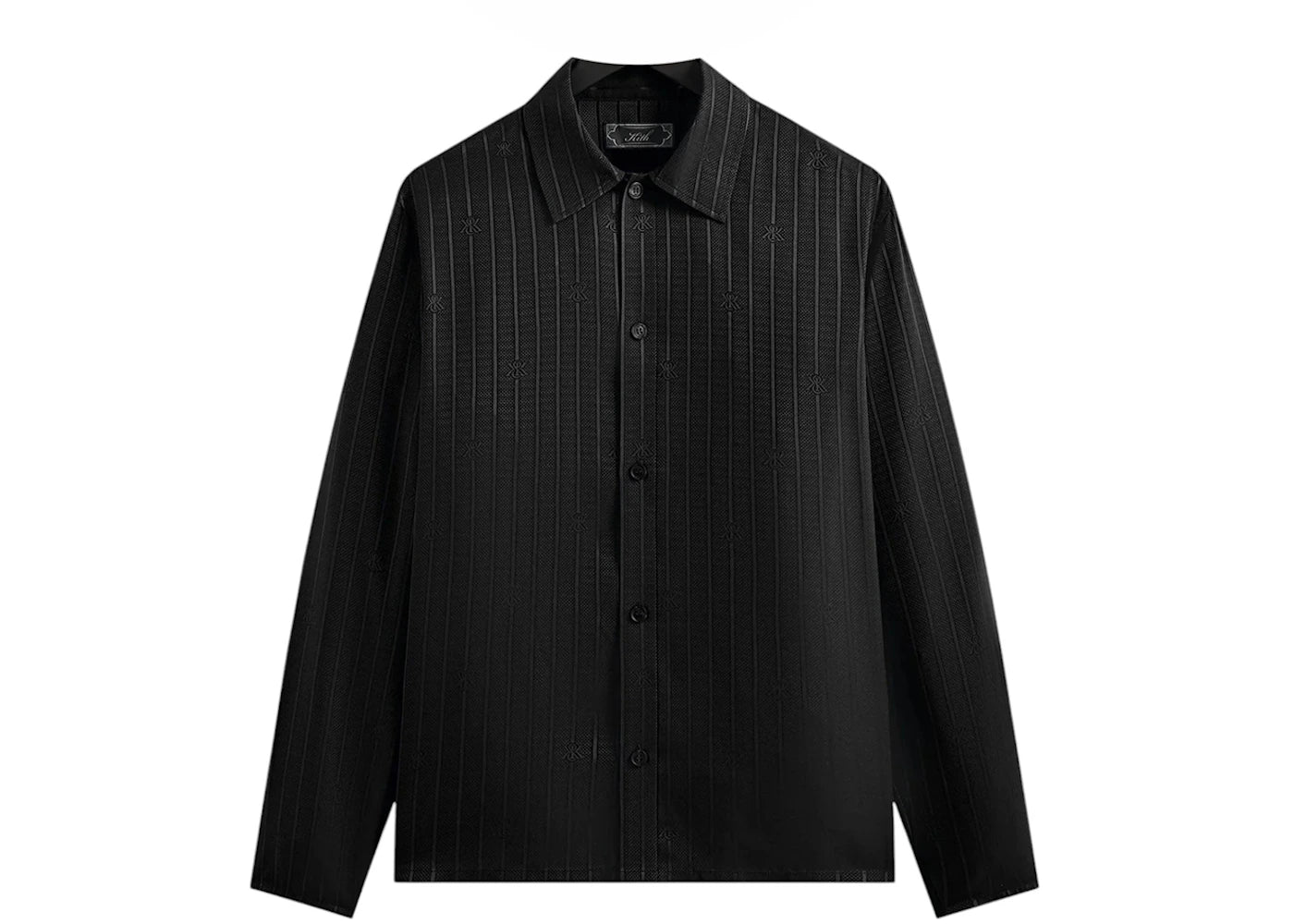 Kith Crest Logo Boxy Collared Overshirt Black