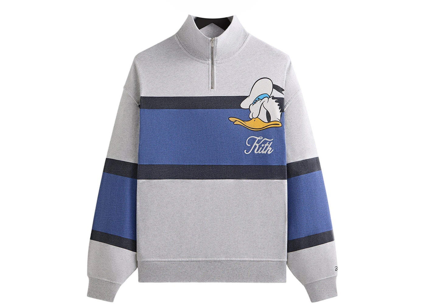 Kith Disney Donald Duck Quarter Zip Fleece Wyona Sweatshirt Light Heather Grey