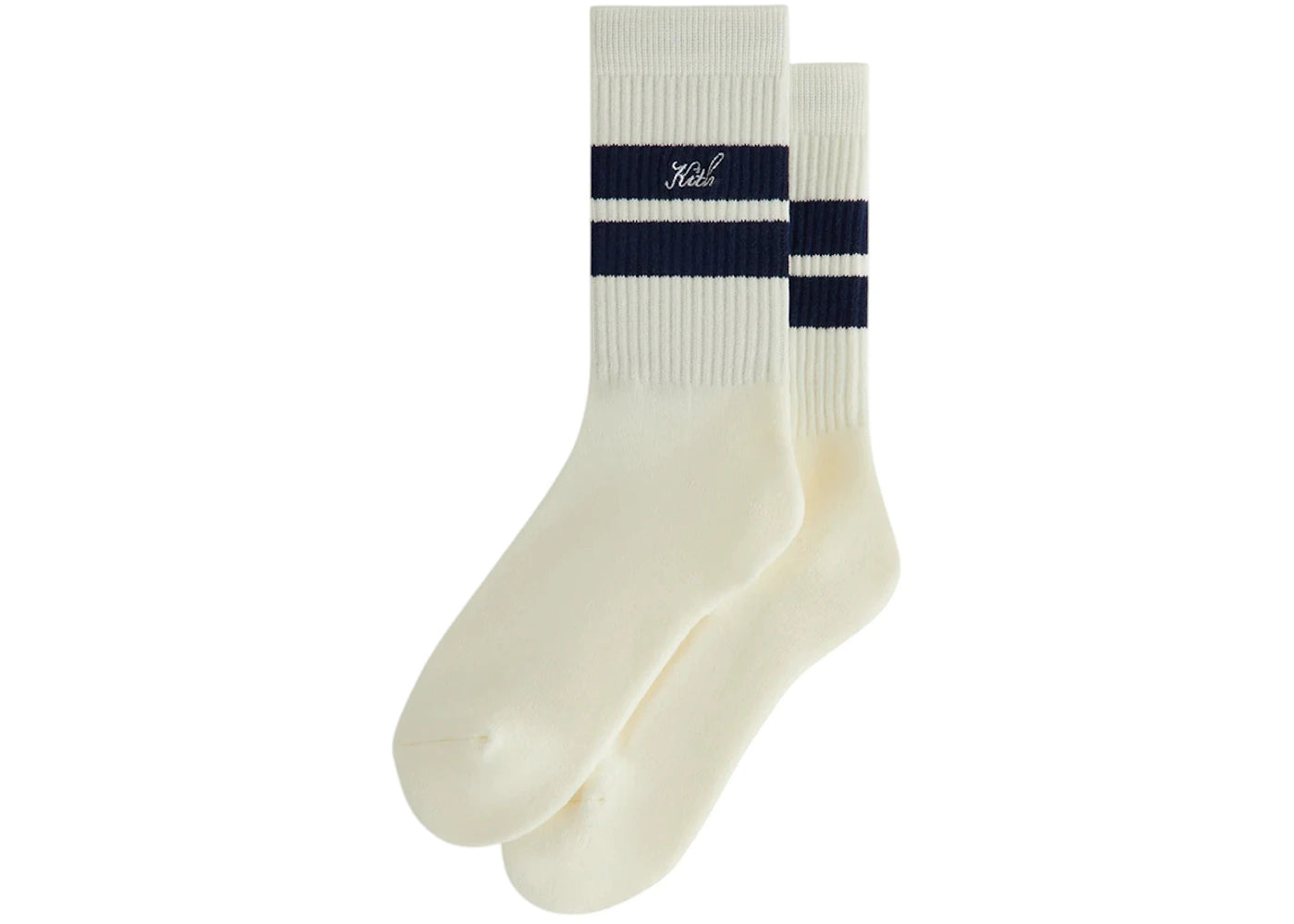 Kith Double Stripe Script Embroidered Cotton Crew Socks Torpedo