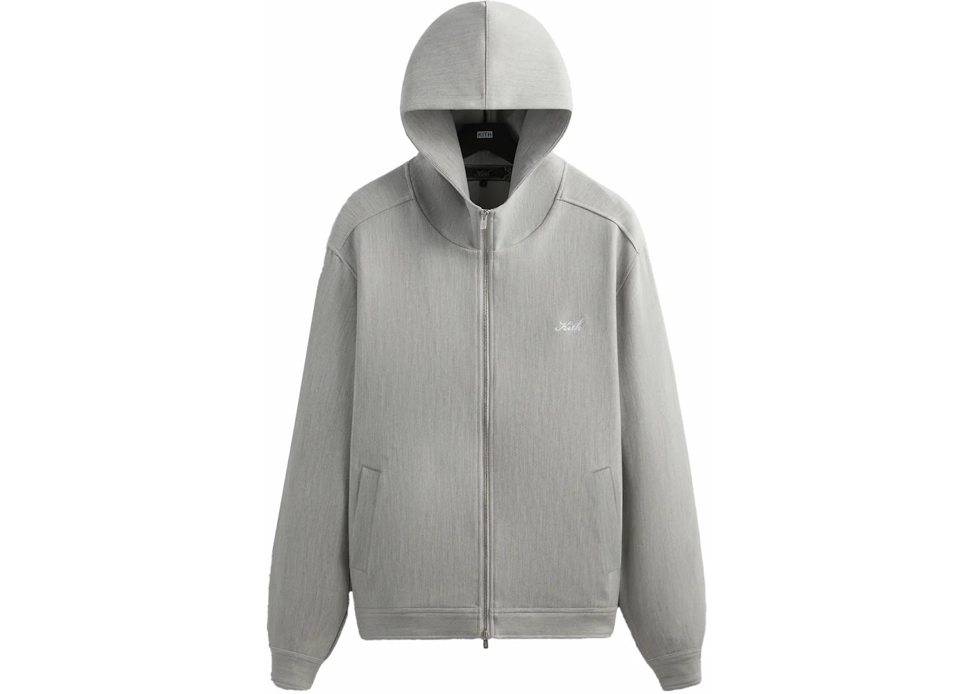 Kith Double Weave Selfridge Zip Up Hoodie Light Heather Grey