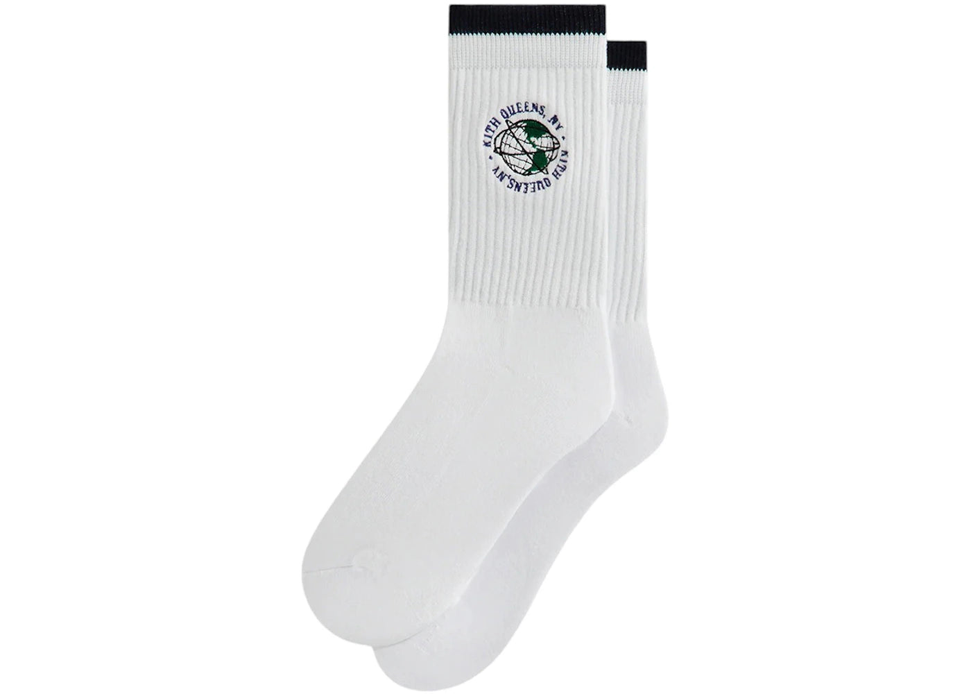 Kith Embroidered Globe Crew Sock White