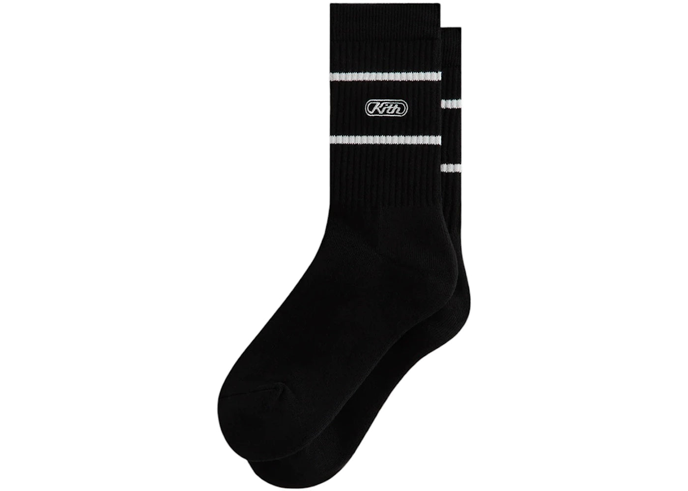 Kith Embroidered Logo Striped Crew Sock Black
