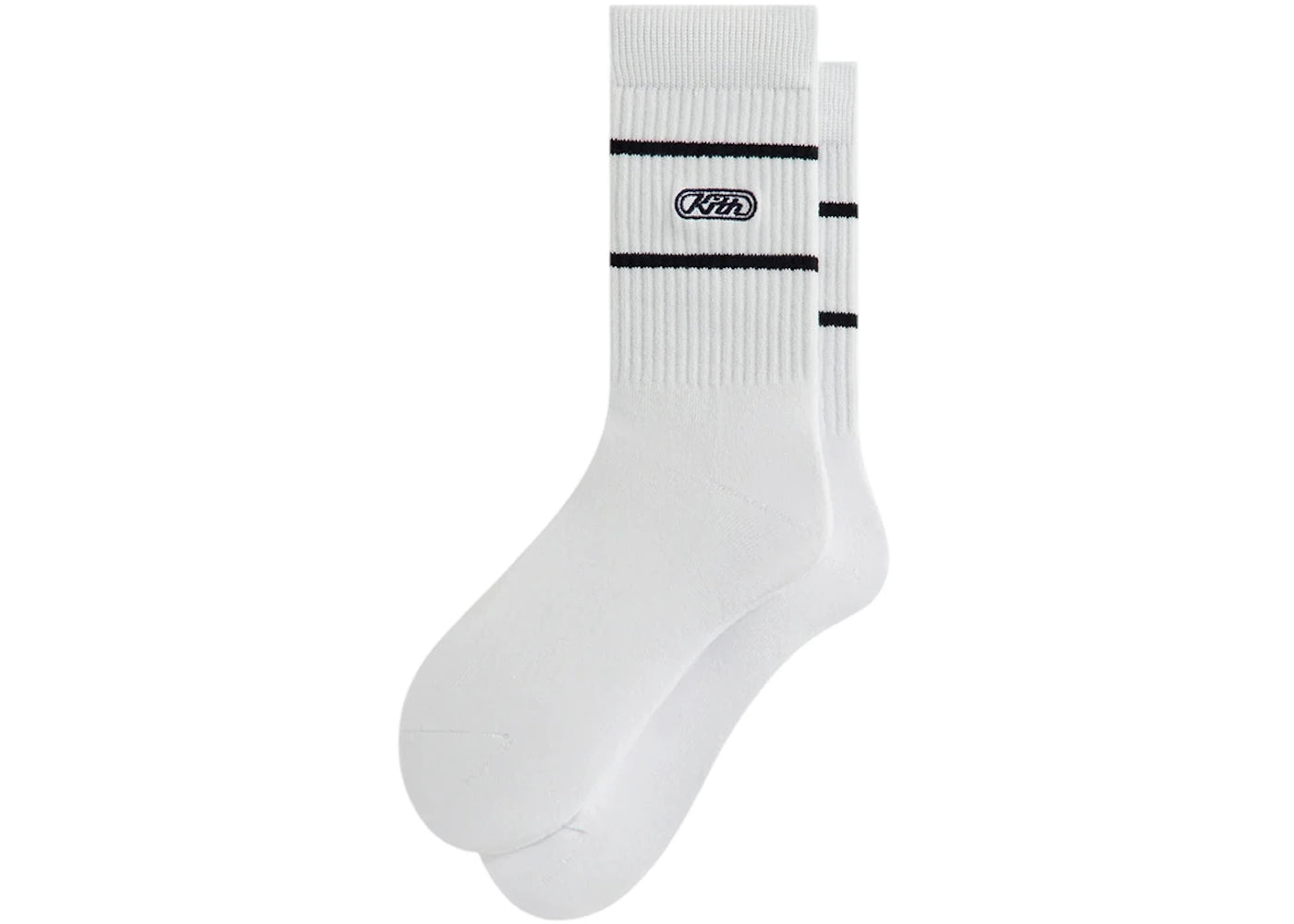 Kith Embroidered Logo Striped Crew Sock White