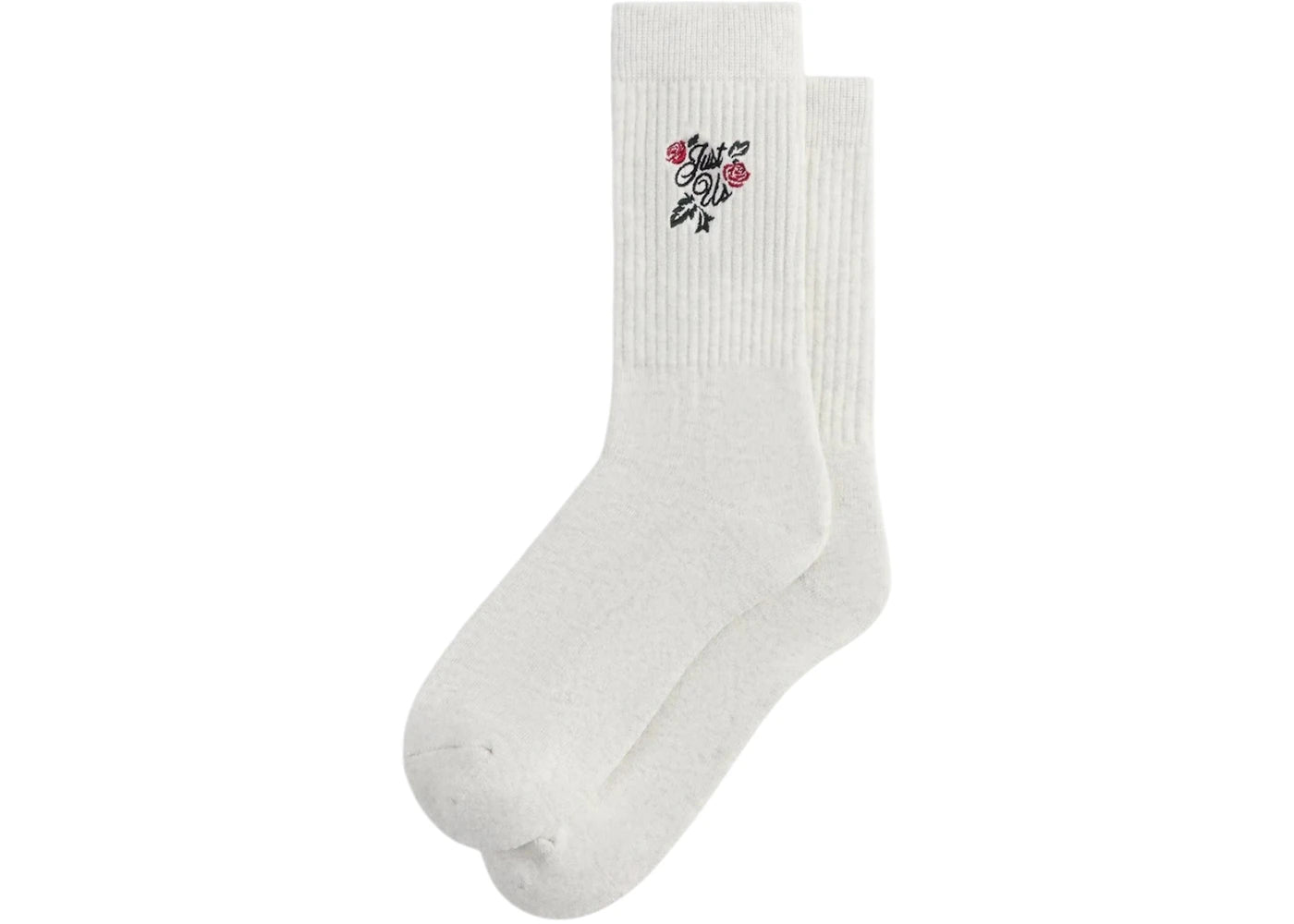 Kith Embroidered Rose Crew Socks Light Heather Grey