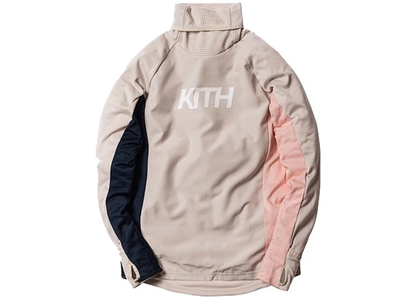 Kith Flamingos Funnel Neck Long Sleeve Sweatshirt Beige