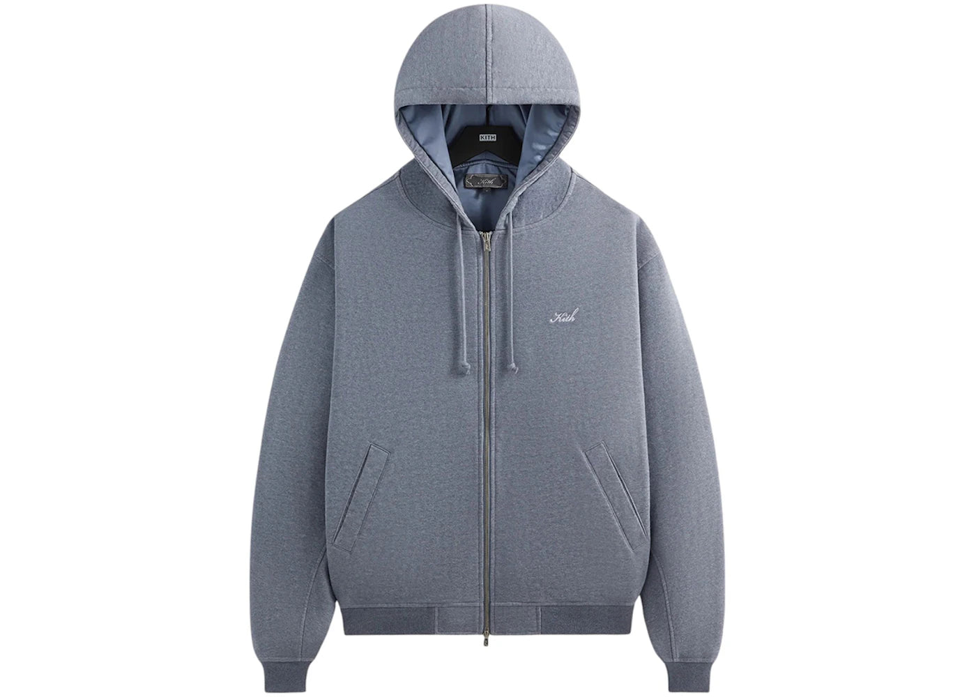 Kith Fleece Avery Hooded Bomber Jacket Elevation Heather