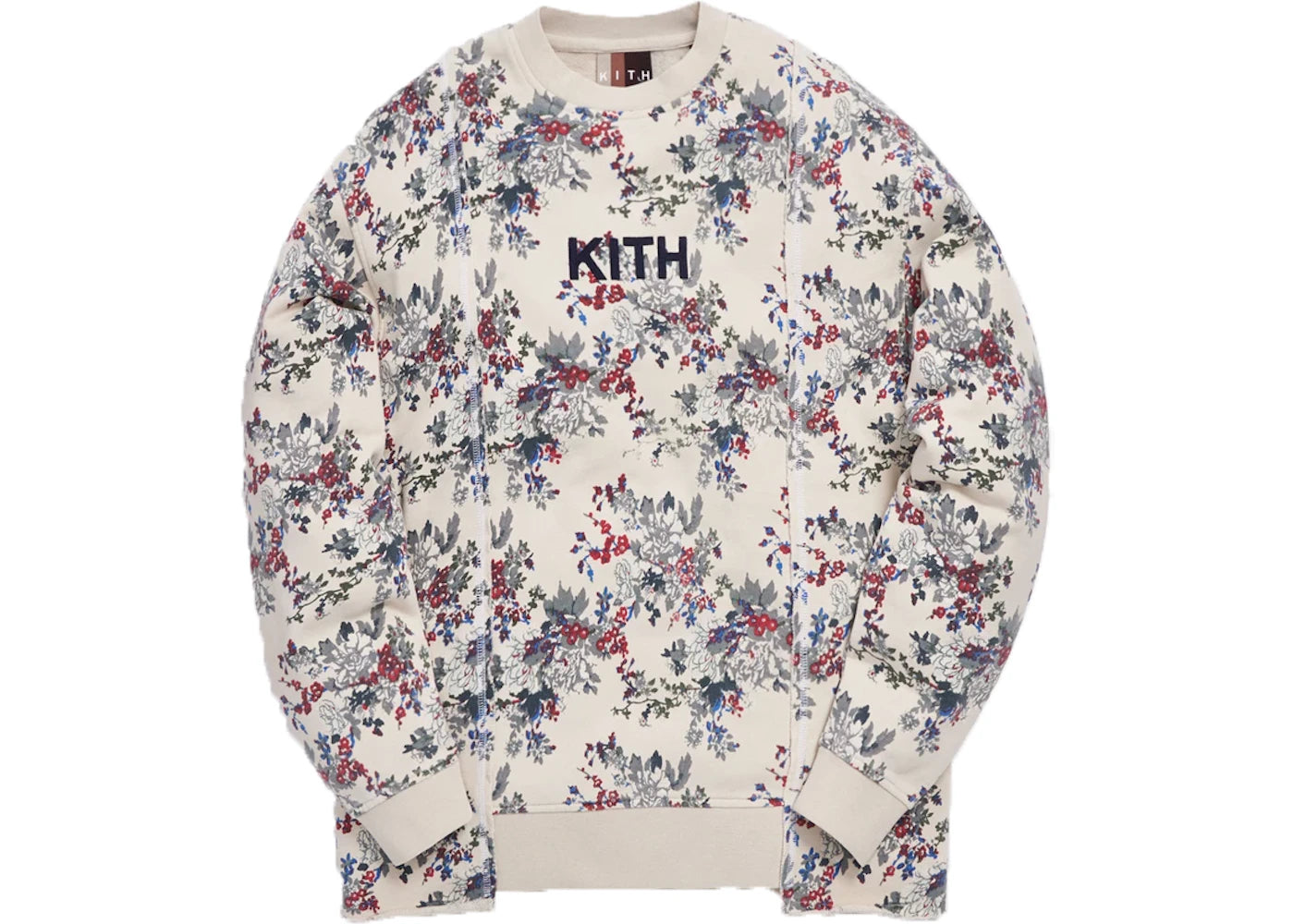 Kith Floral Panel Crewneck Ivory/Multi