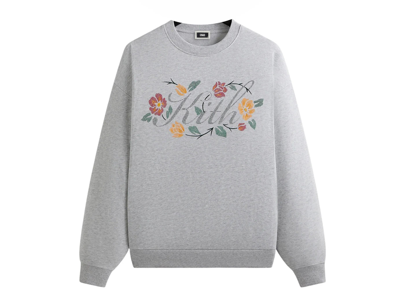 Kith Floral Script Nelson Crewneck Light Heather Grey