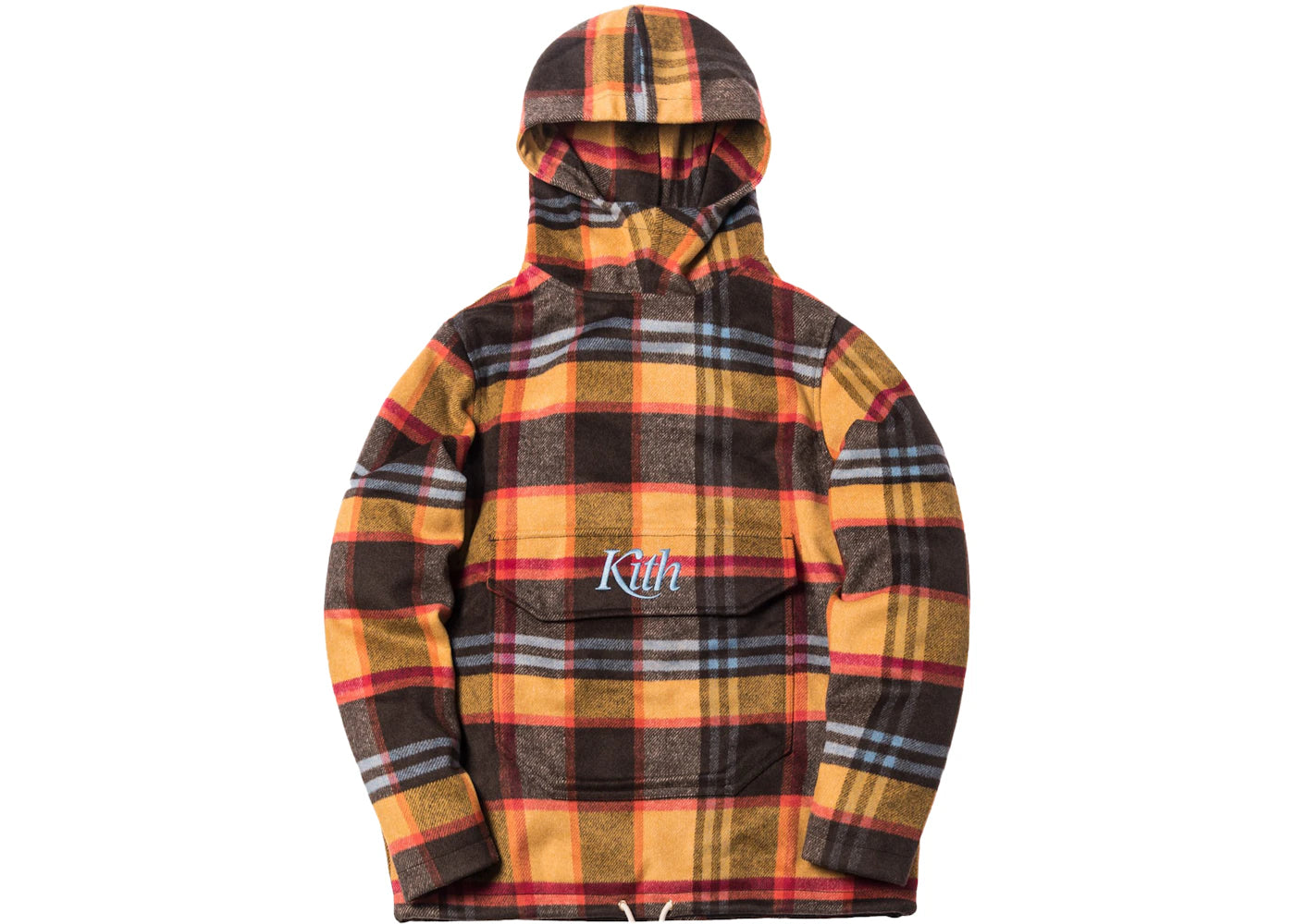 Kith Harrison Plaid Flannel Hooded Pullover Brown/Yellow