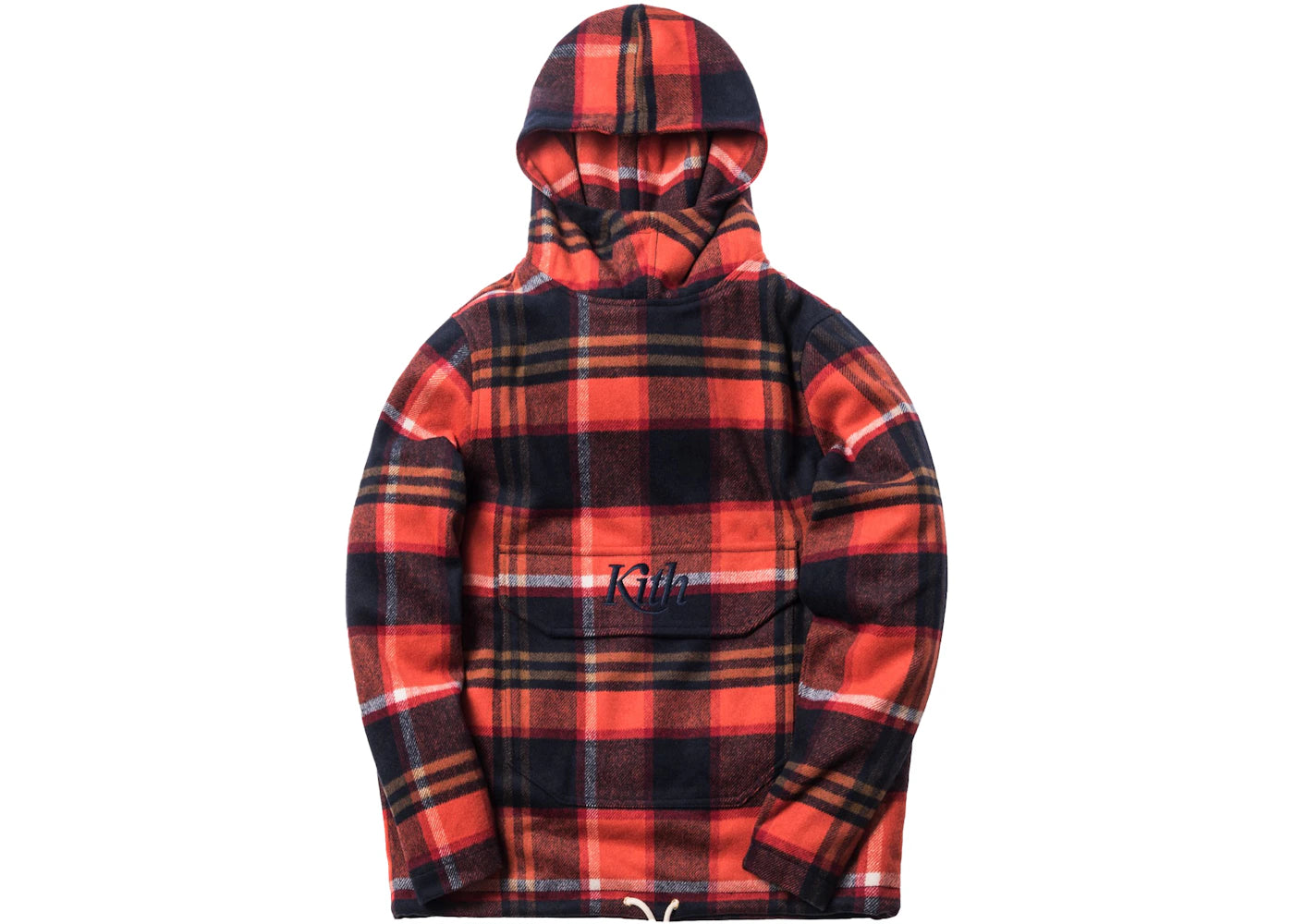 Kith Harrison Plaid Flannel Hooded Pullover Orange/Navy