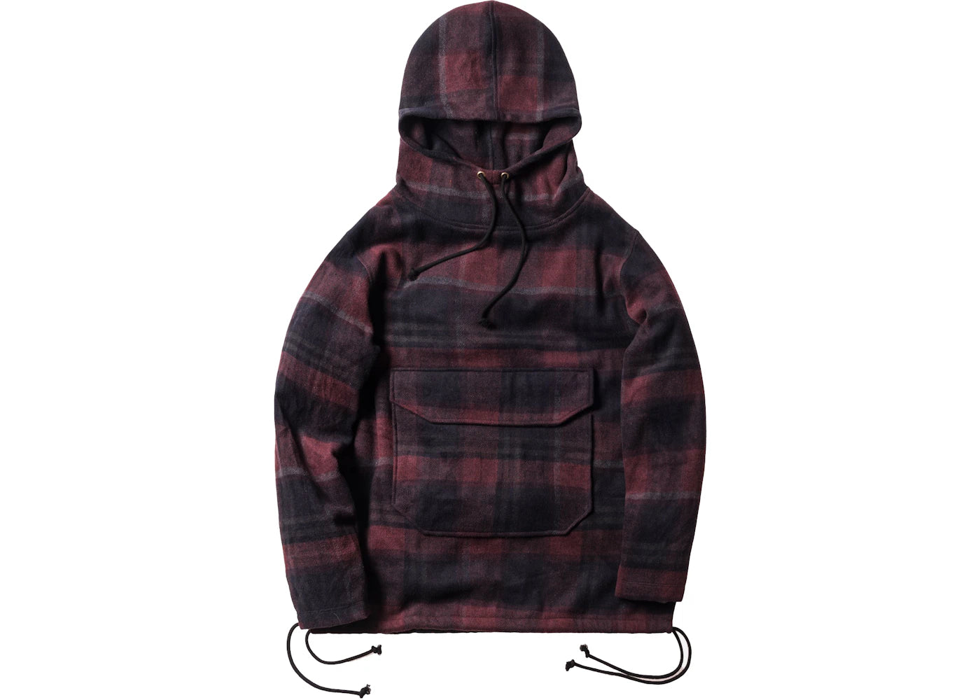 Kith Harrison Plaid Flannel Hoodie Overdyed Red