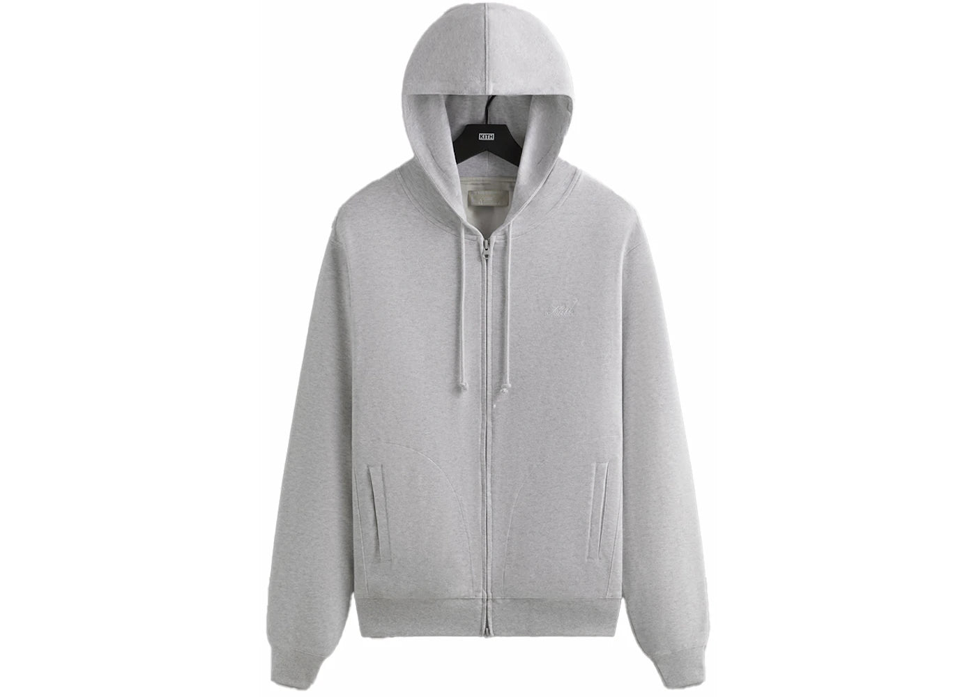 Kith Interlock Williams V Full Zip Hoodie Light Heather Grey