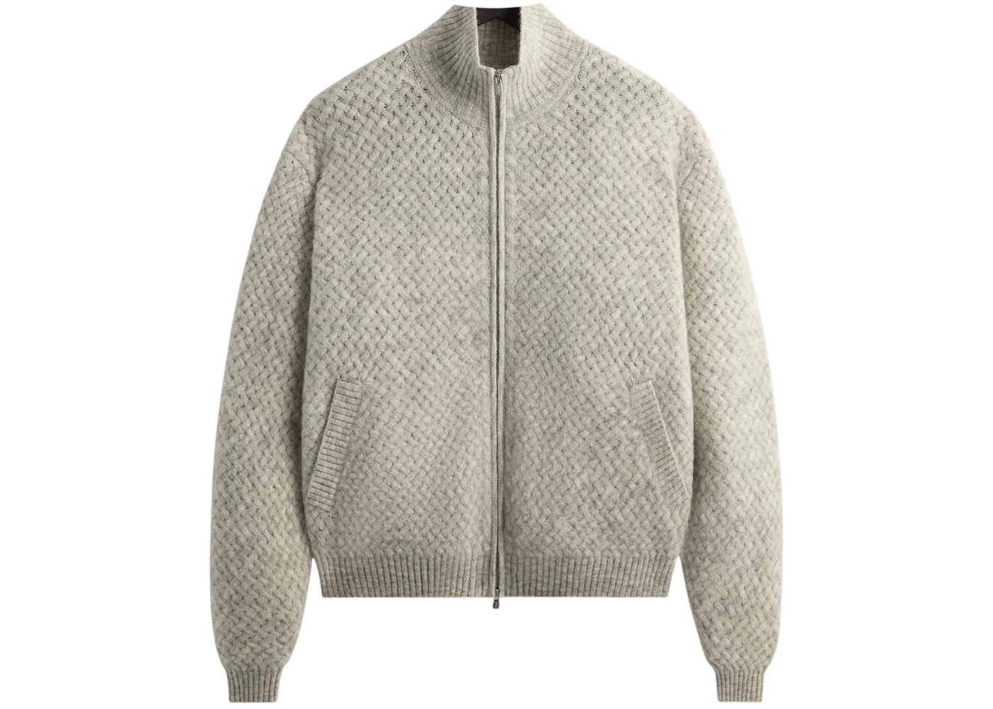 Kith & Kin Basketweave Mohair Wyona Full Zip Medium Heather Grey