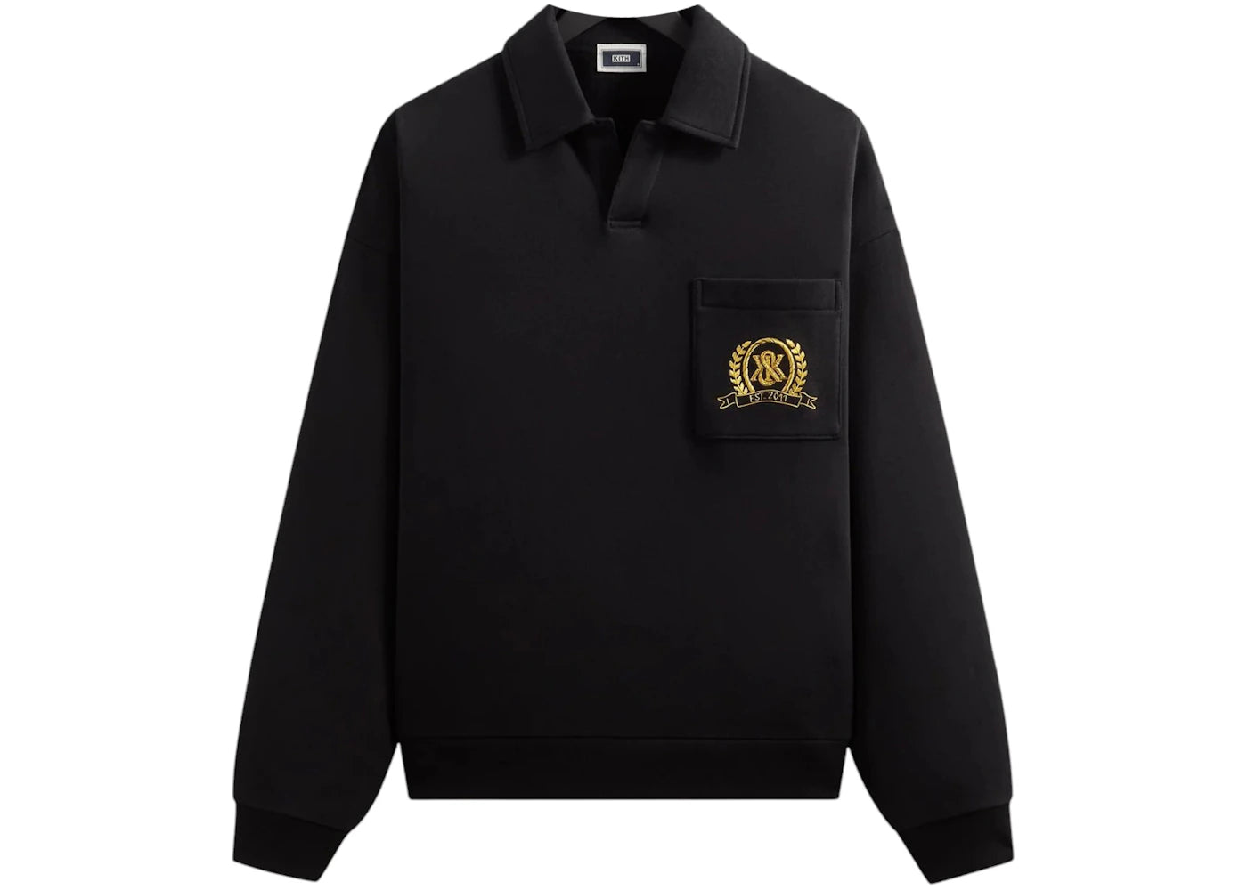 Kith & Kin Crest Gilded Crest Collared Rugby Black