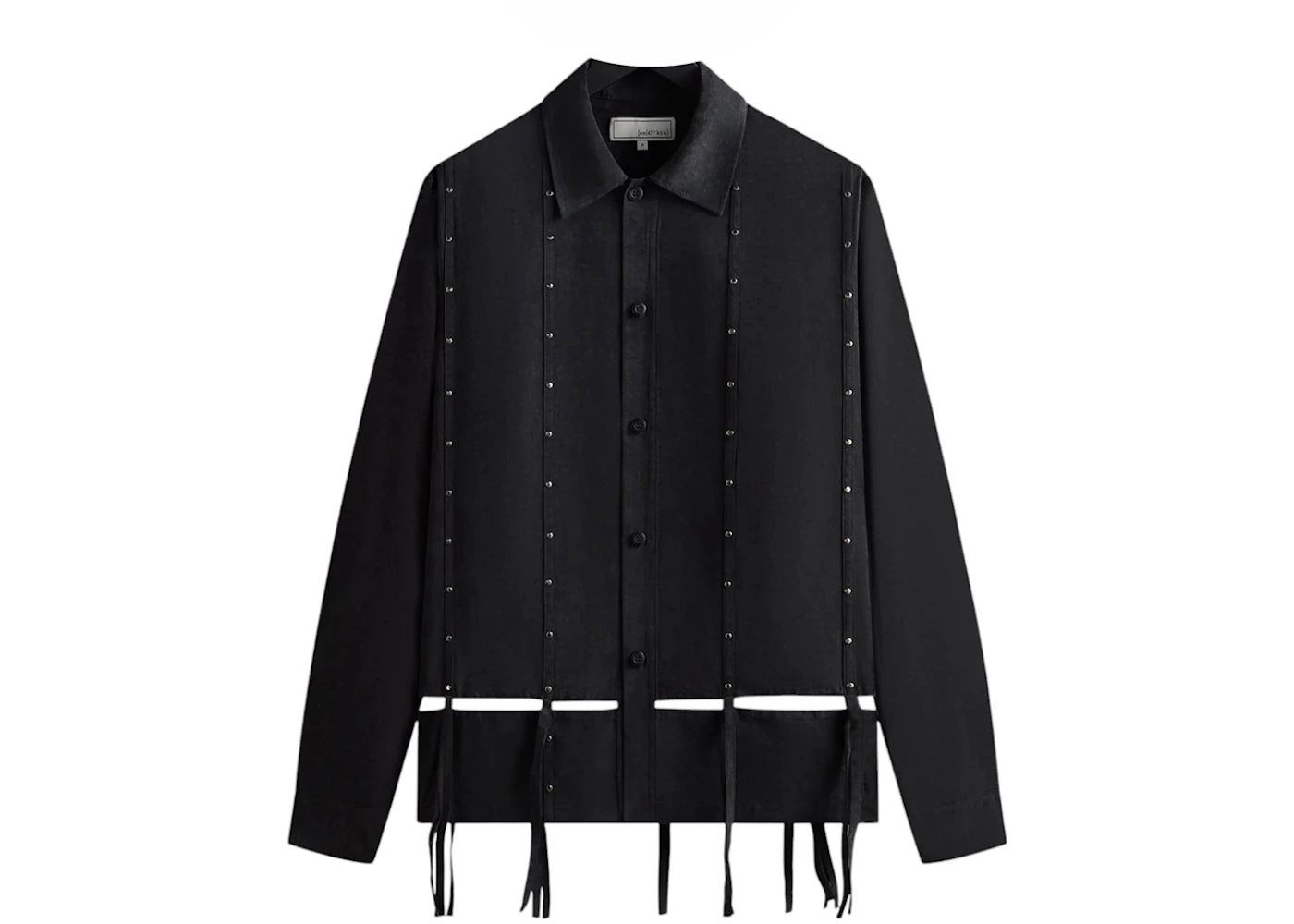 Kith Kin Ribbon Long Sleeve Boxy Collared Overshirt Black