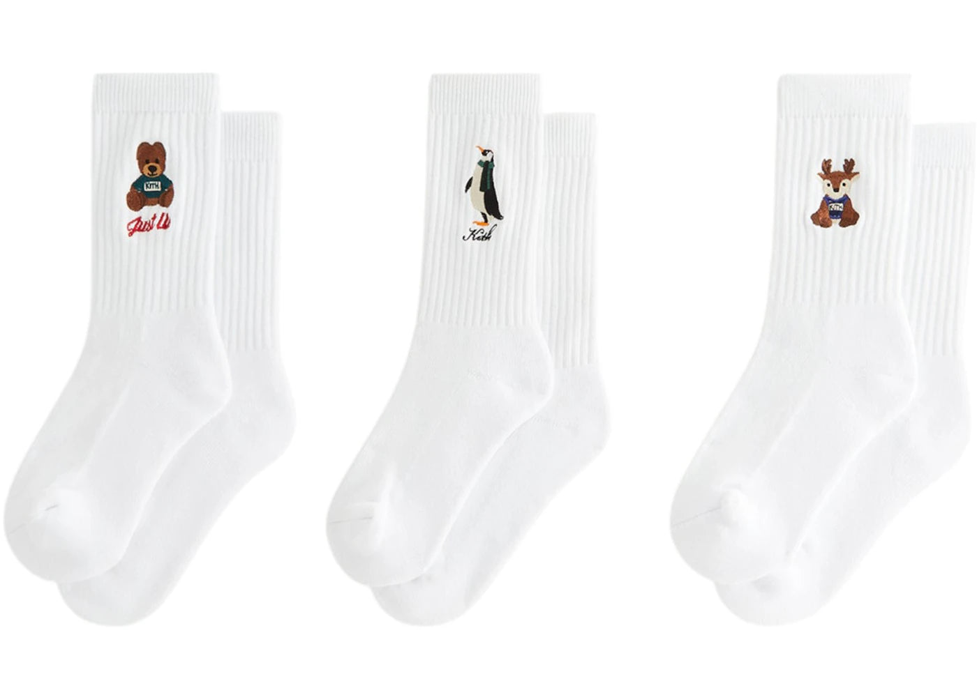 Kith Kithmas Kids 3 Pack Crew Socks White