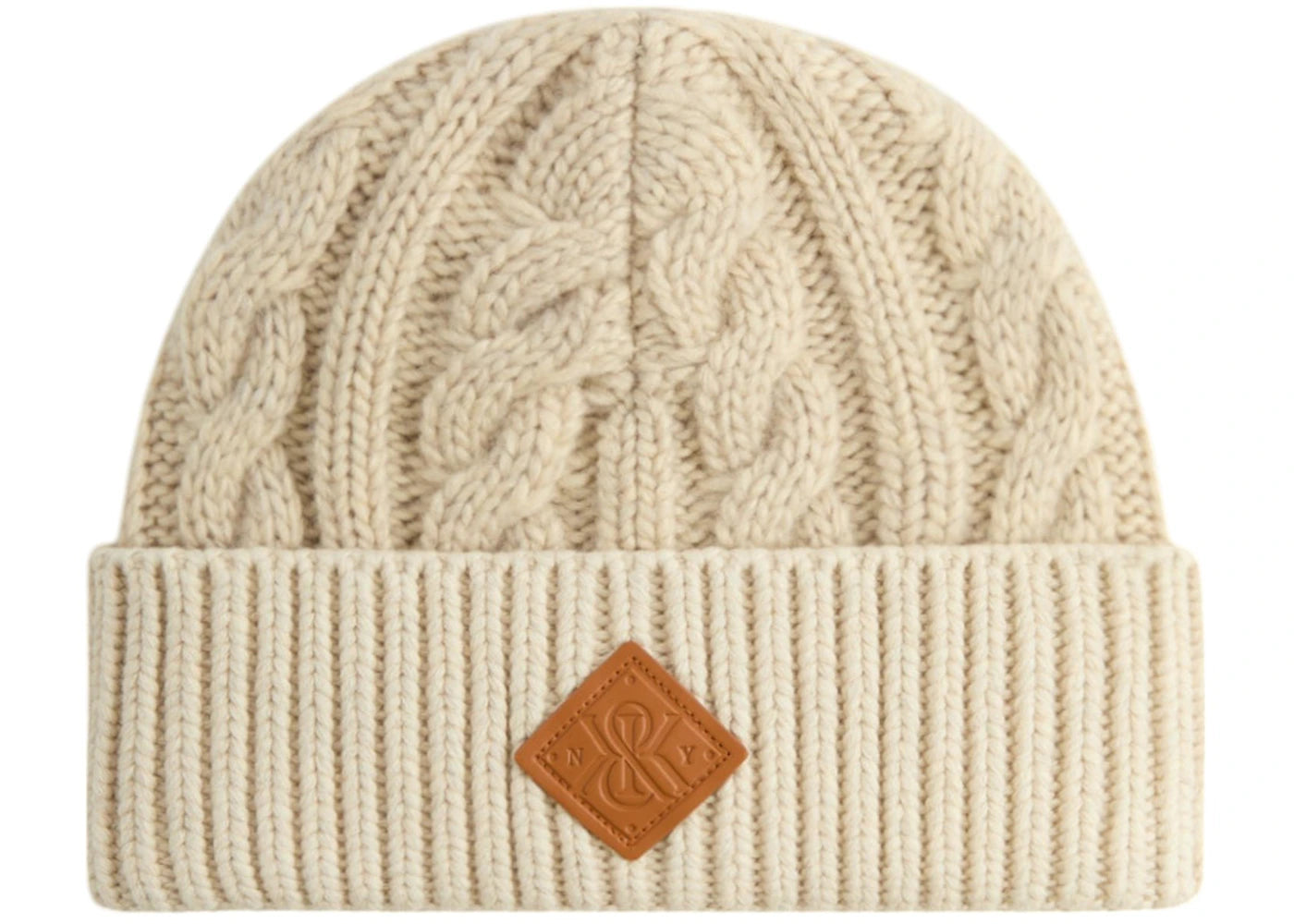 Kith Kithmas Leather Crest Mia Beanie Heather Oatmeal