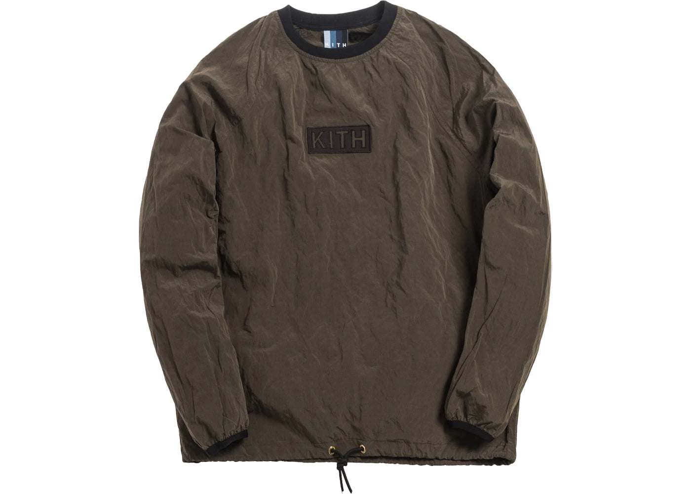 Kith L/S Crinkle Nylon Johnson Crewneck Black Olive