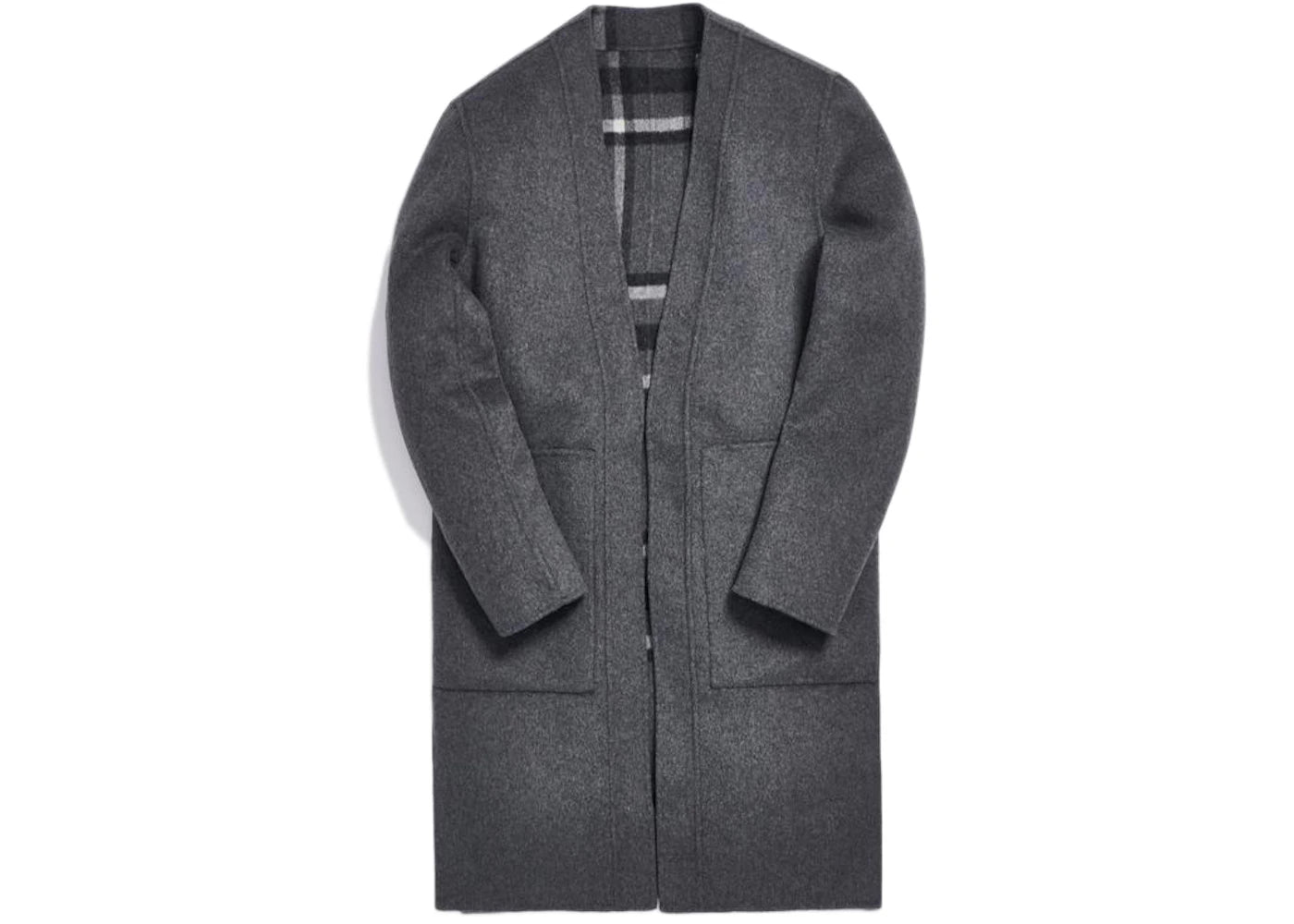 Kith Large Check Reversible Becker Wool Coat Charcoal